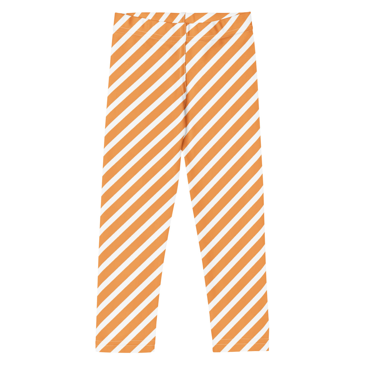 Girls Orange & White Striped Leggings - Warm, Buttery Soft & Stretchy