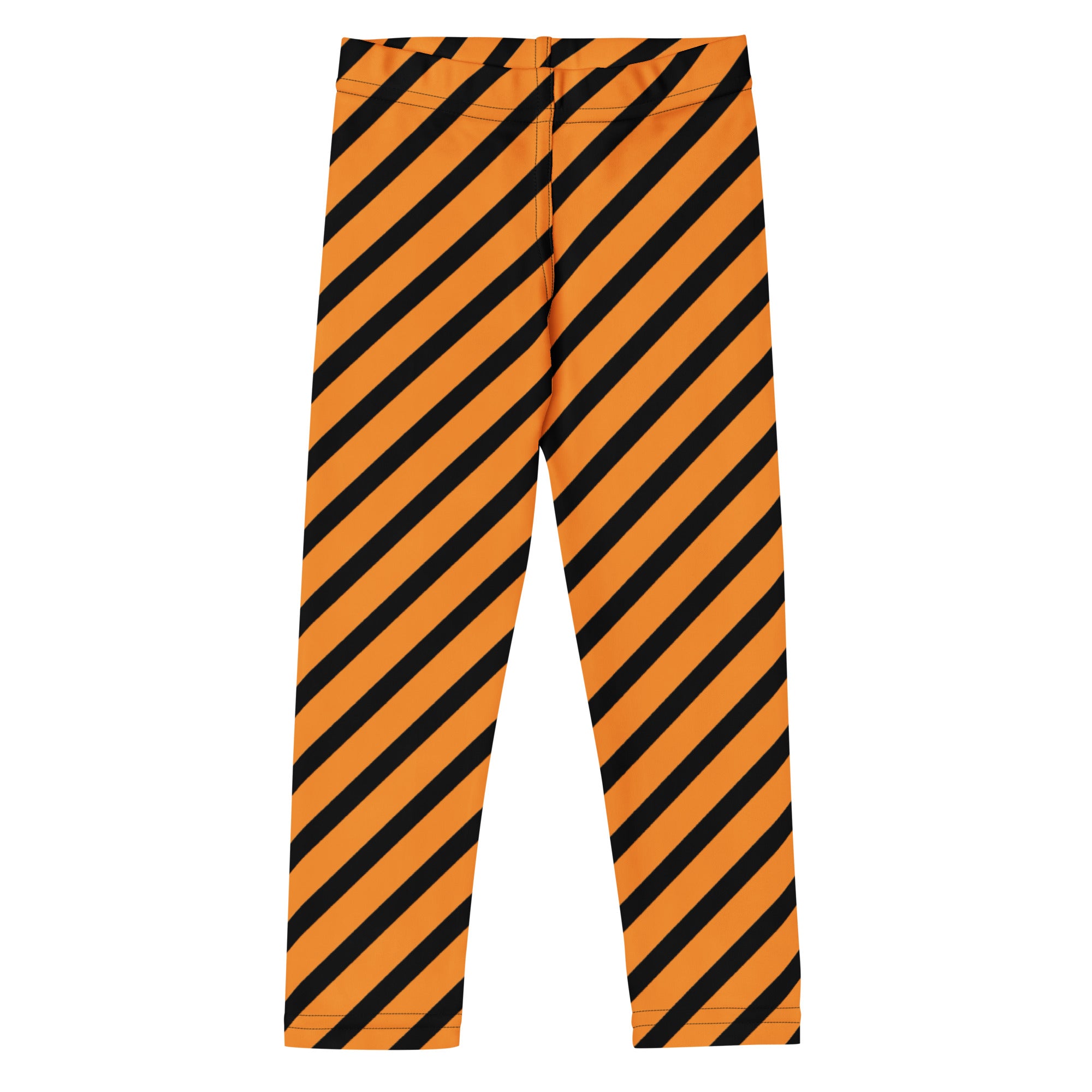 Girls Orange Striped Halloween Leggings - Warm, Buttery Soft & Stretchy