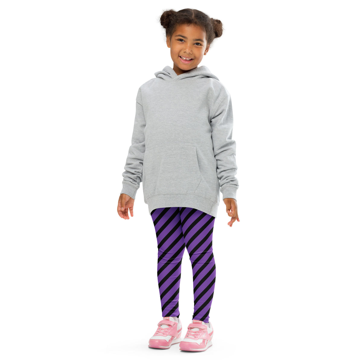 Girls Purple Striped Halloween Leggings - Warm, Buttery Soft & Stretchy