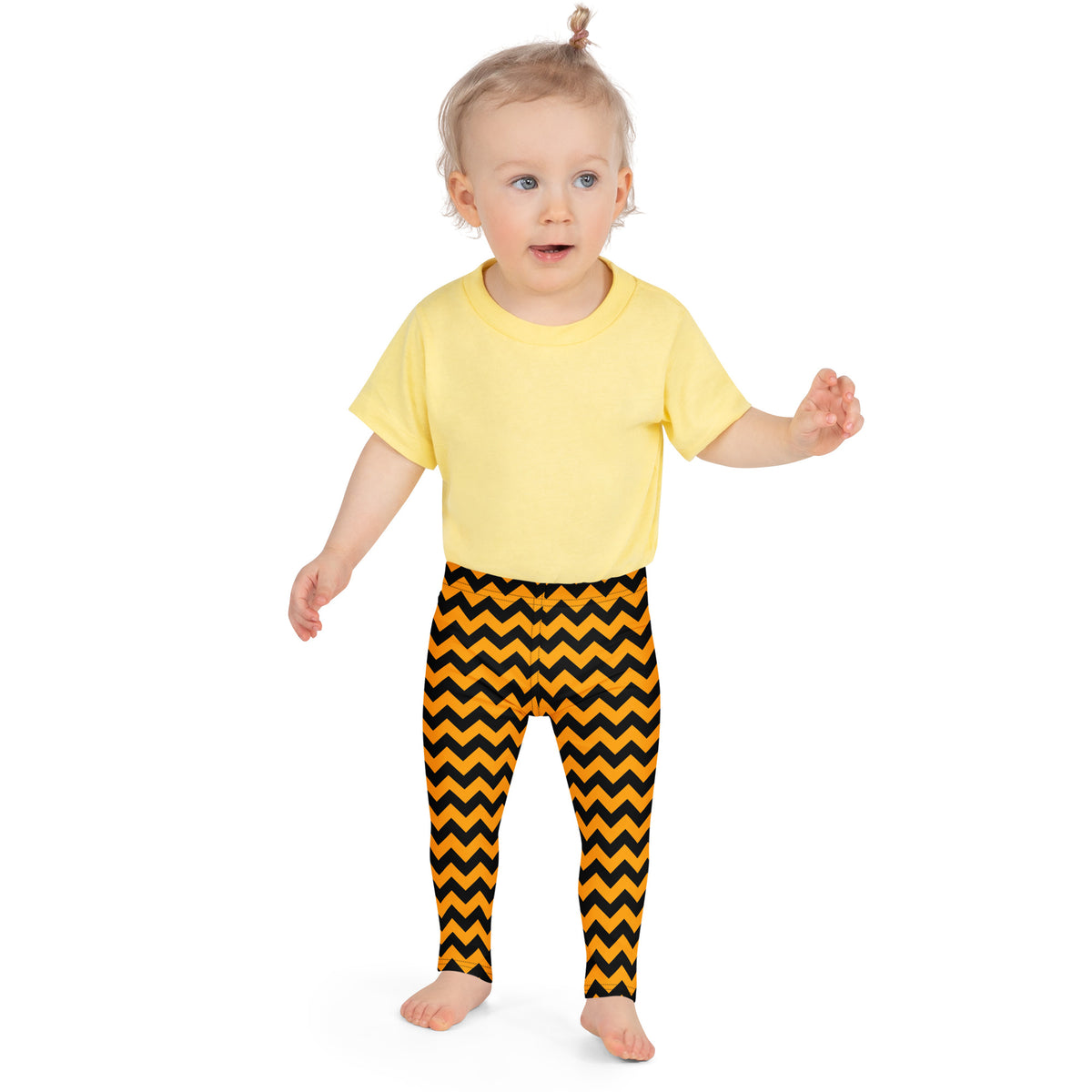 Girls Orange Chevron Halloween Leggings - Warm, Buttery Soft & Stretchy