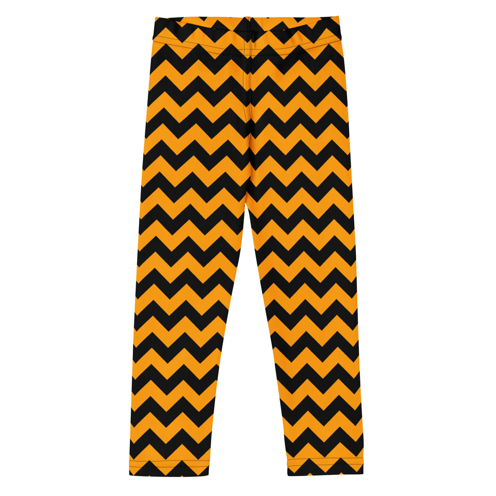 Girls Orange Chevron Halloween Leggings - Warm, Buttery Soft & Stretchy