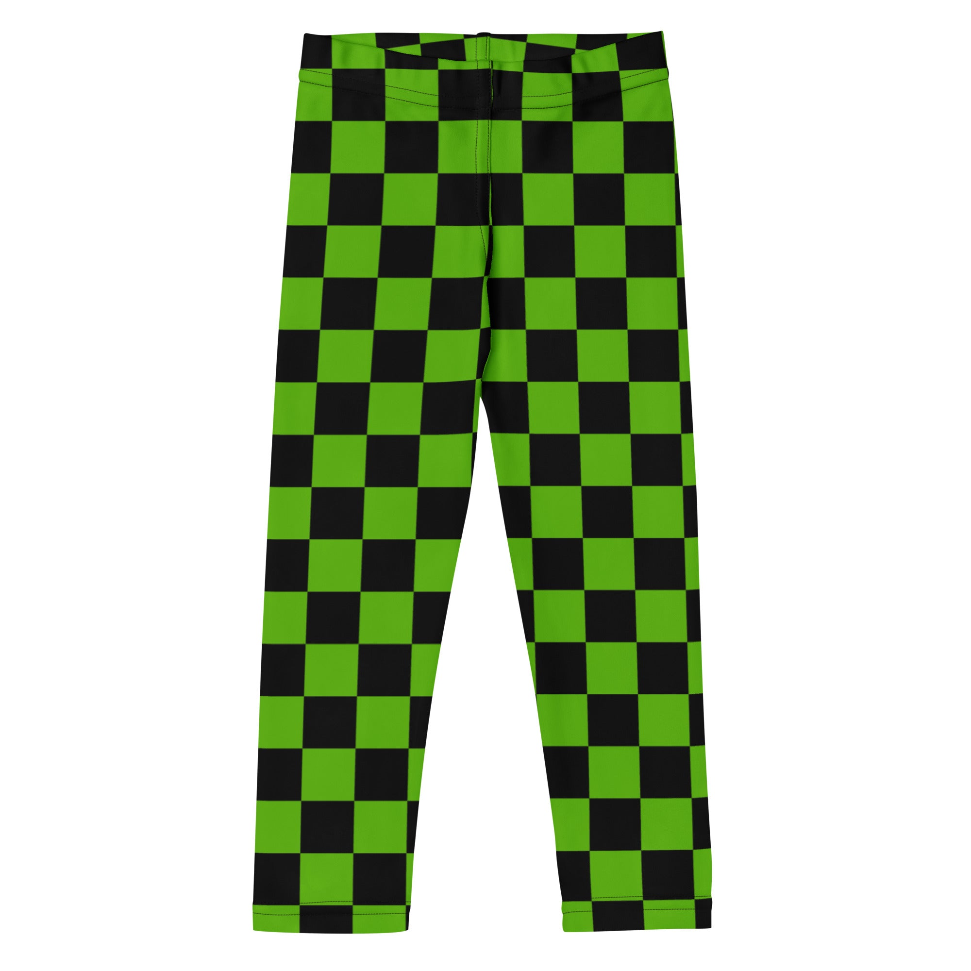 Girls Green Checkered Halloween Leggings - Warm, Buttery Soft & Stretchy