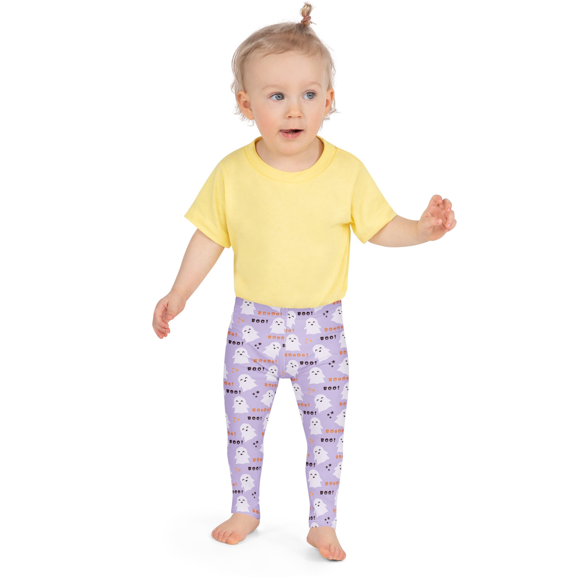 Girls Purple Ghost Halloween Leggings - Warm, Buttery Soft & Stretchy