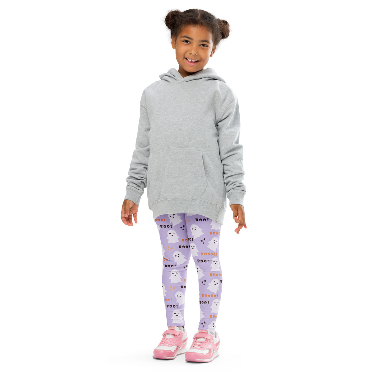 Girls Purple Ghost Halloween Leggings - Warm, Buttery Soft & Stretchy