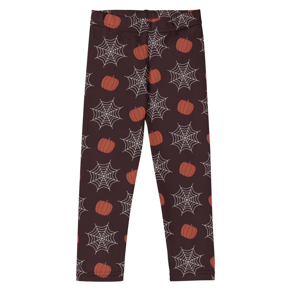Girls Pumpkin Spiderweb Halloween Leggings - Warm, Buttery Soft & Stretchy