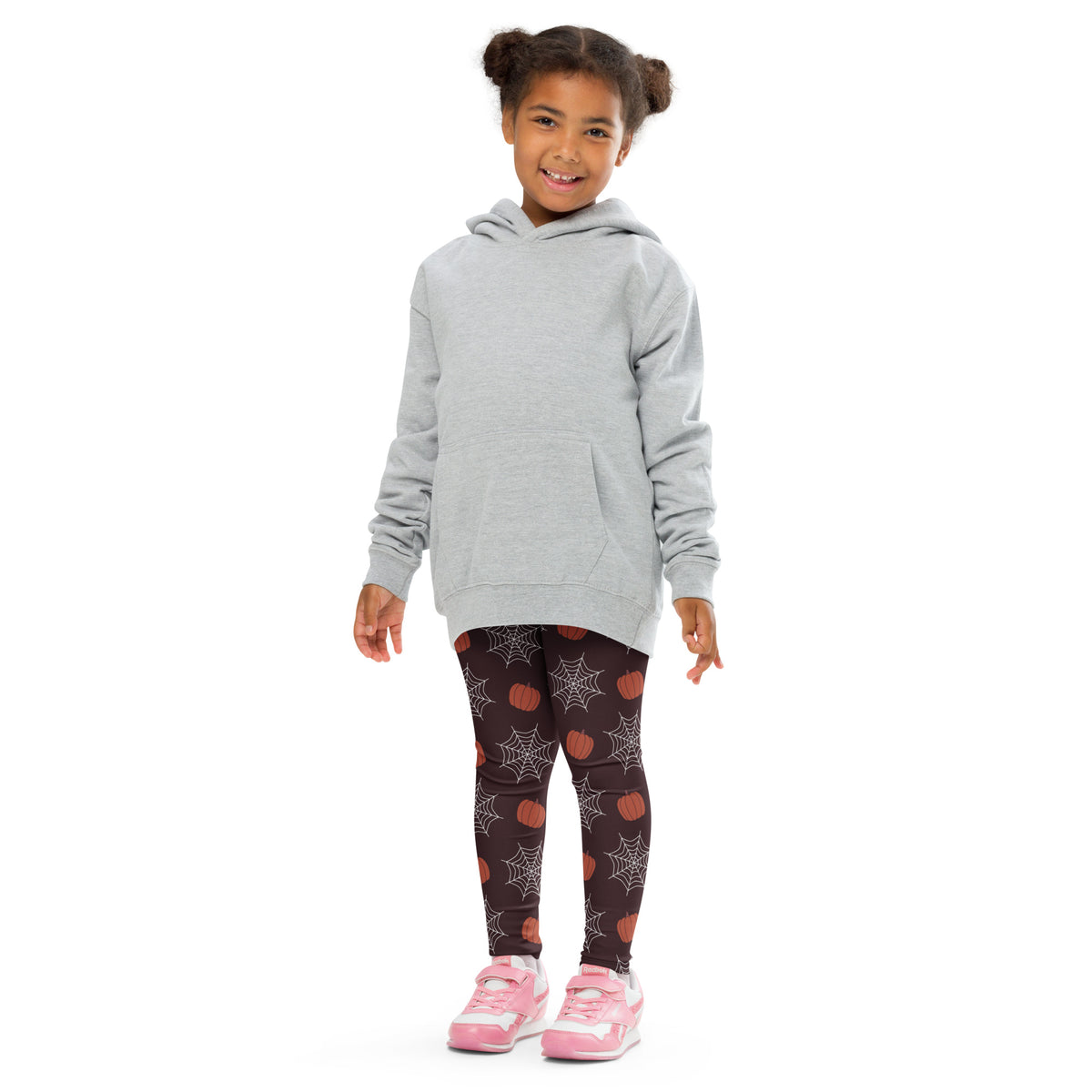 Girls Pumpkin Spiderweb Halloween Leggings - Warm, Buttery Soft & Stretchy