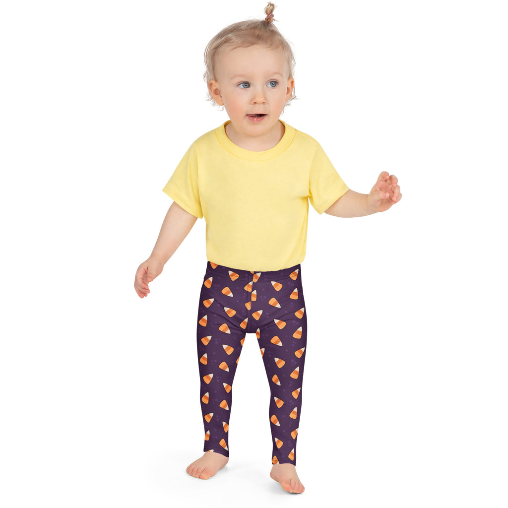 Girls Purple Candy Corn Leggings - Warm, Buttery Soft & Stretchy