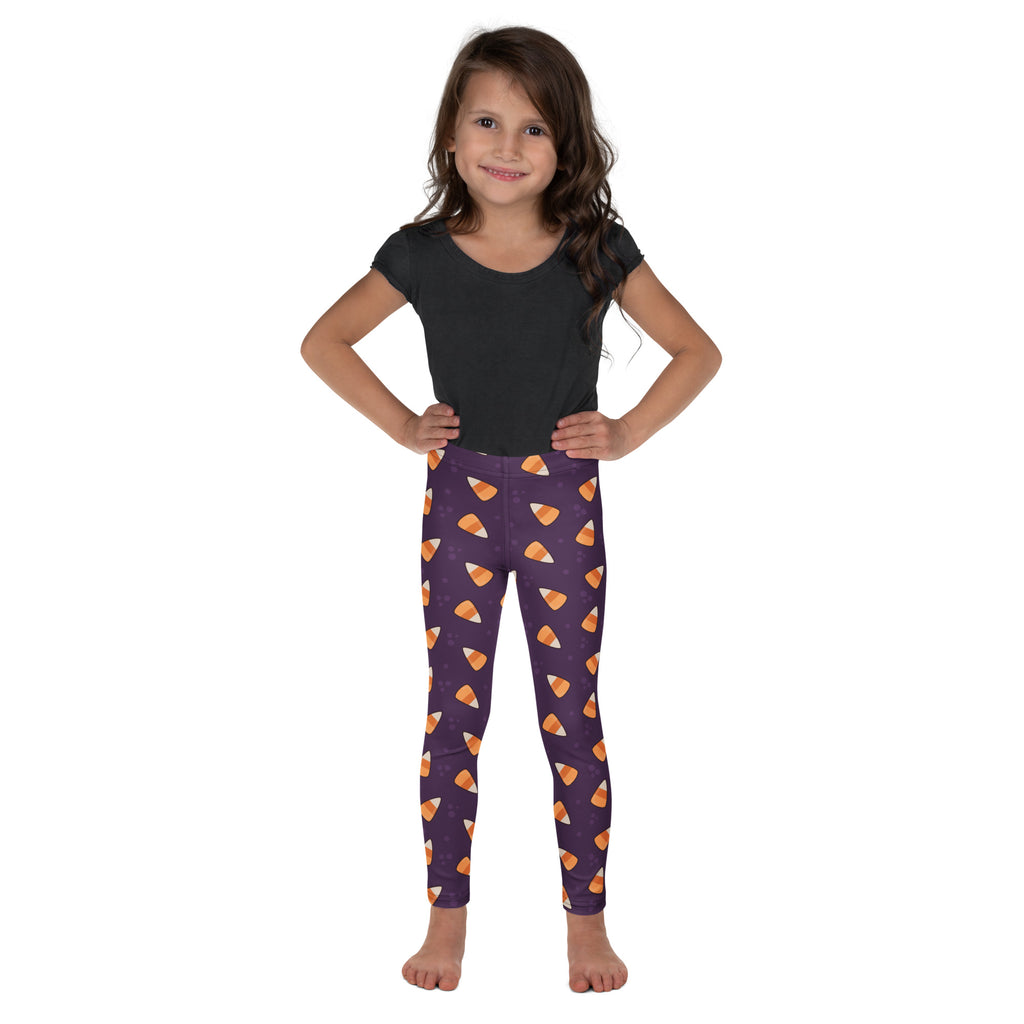 Girls Purple Candy Corn Leggings - Warm, Buttery Soft & Stretchy