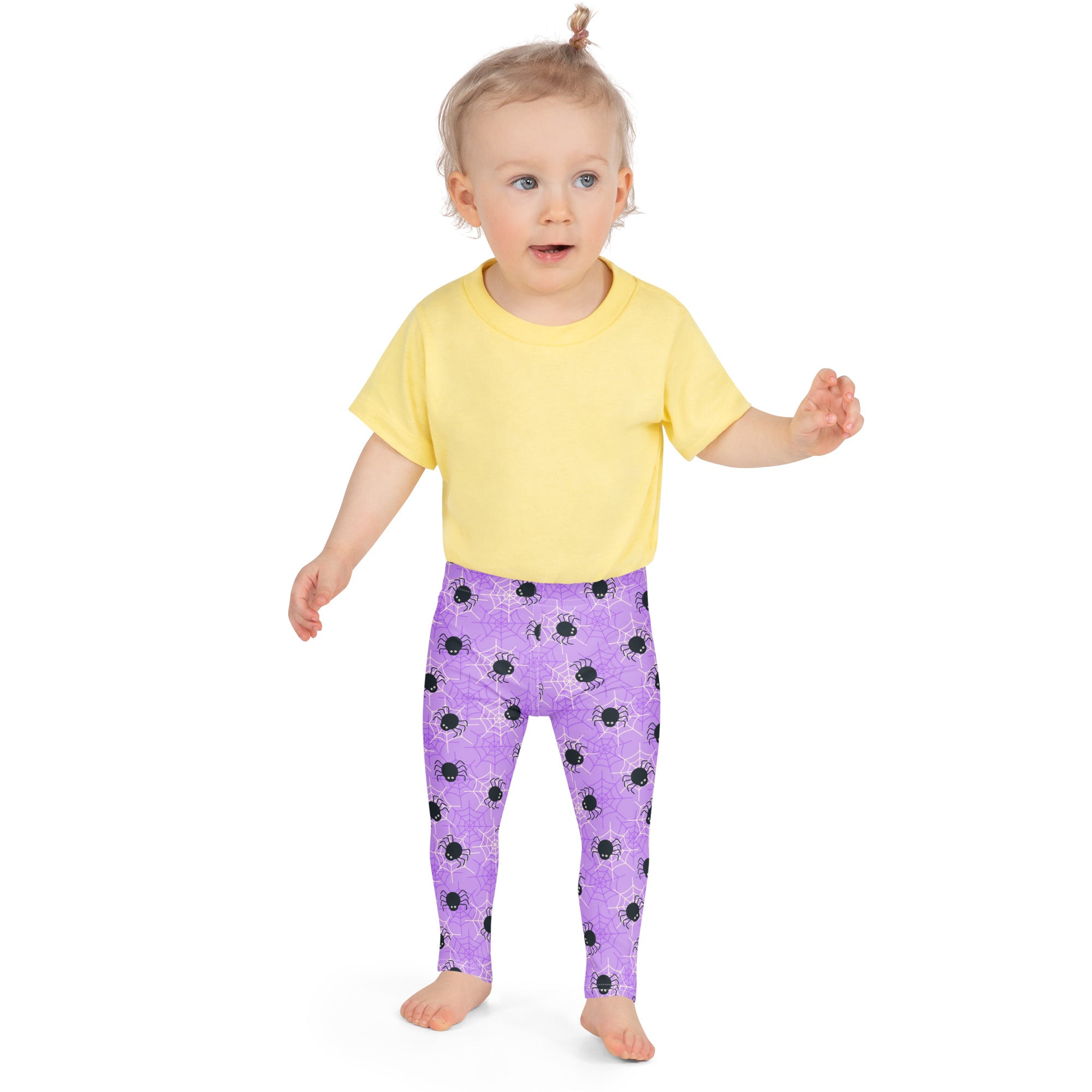 Girls Purple Spider Web Halloween Leggings - Warm, Buttery Soft & Stretchy