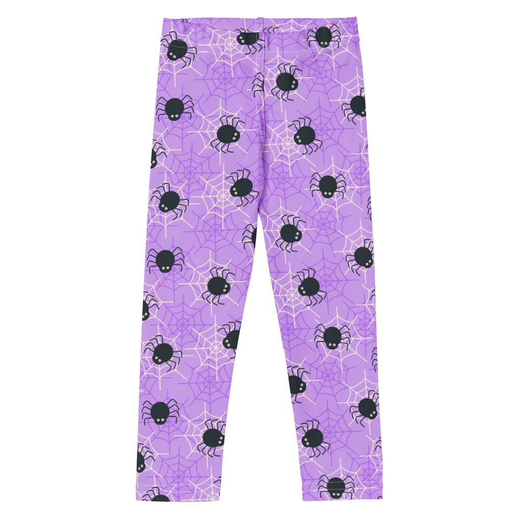 Girls Purple Spider Web Halloween Leggings - Warm, Buttery Soft & Stretchy