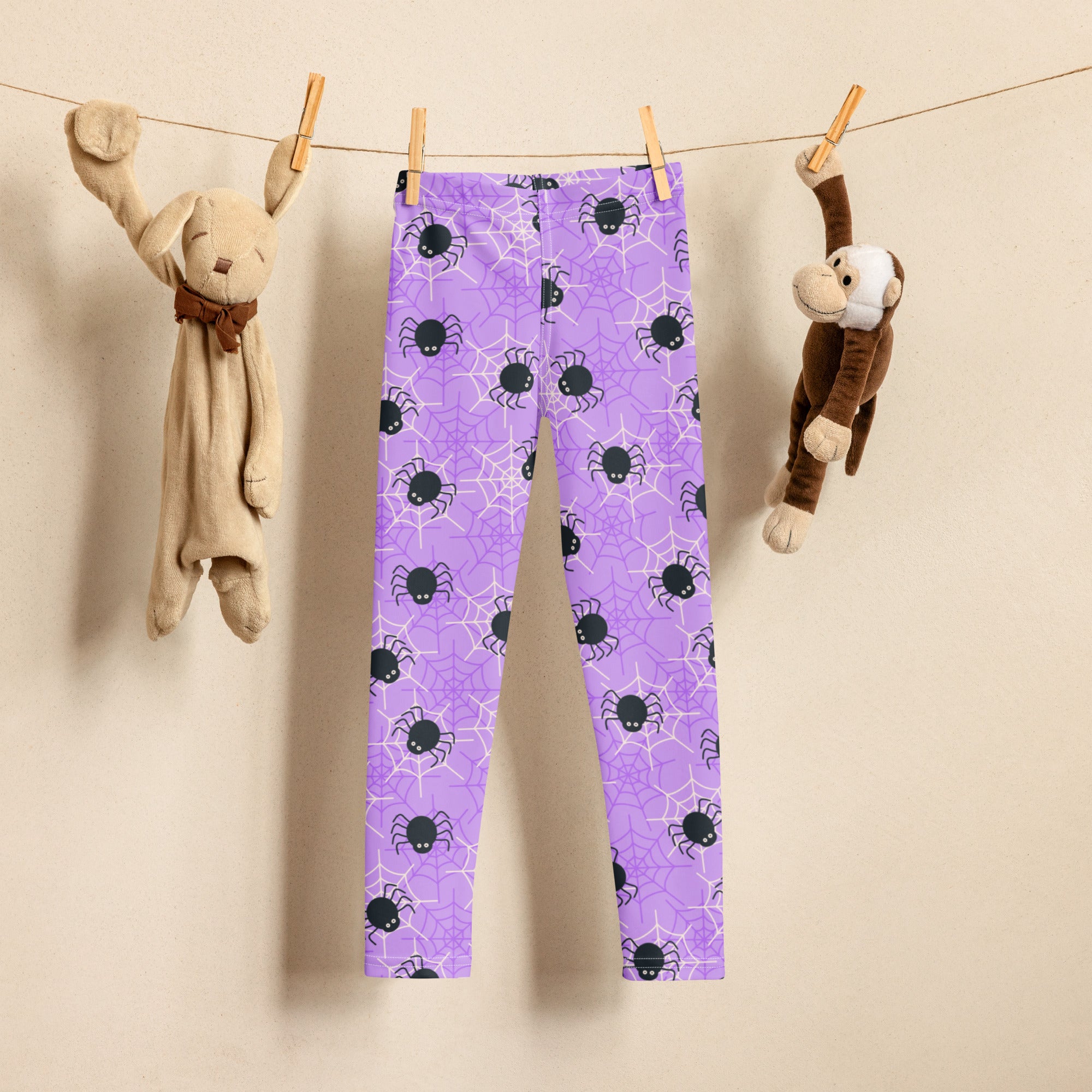 Girls Purple Spider Web Halloween Leggings - Warm, Buttery Soft & Stretchy