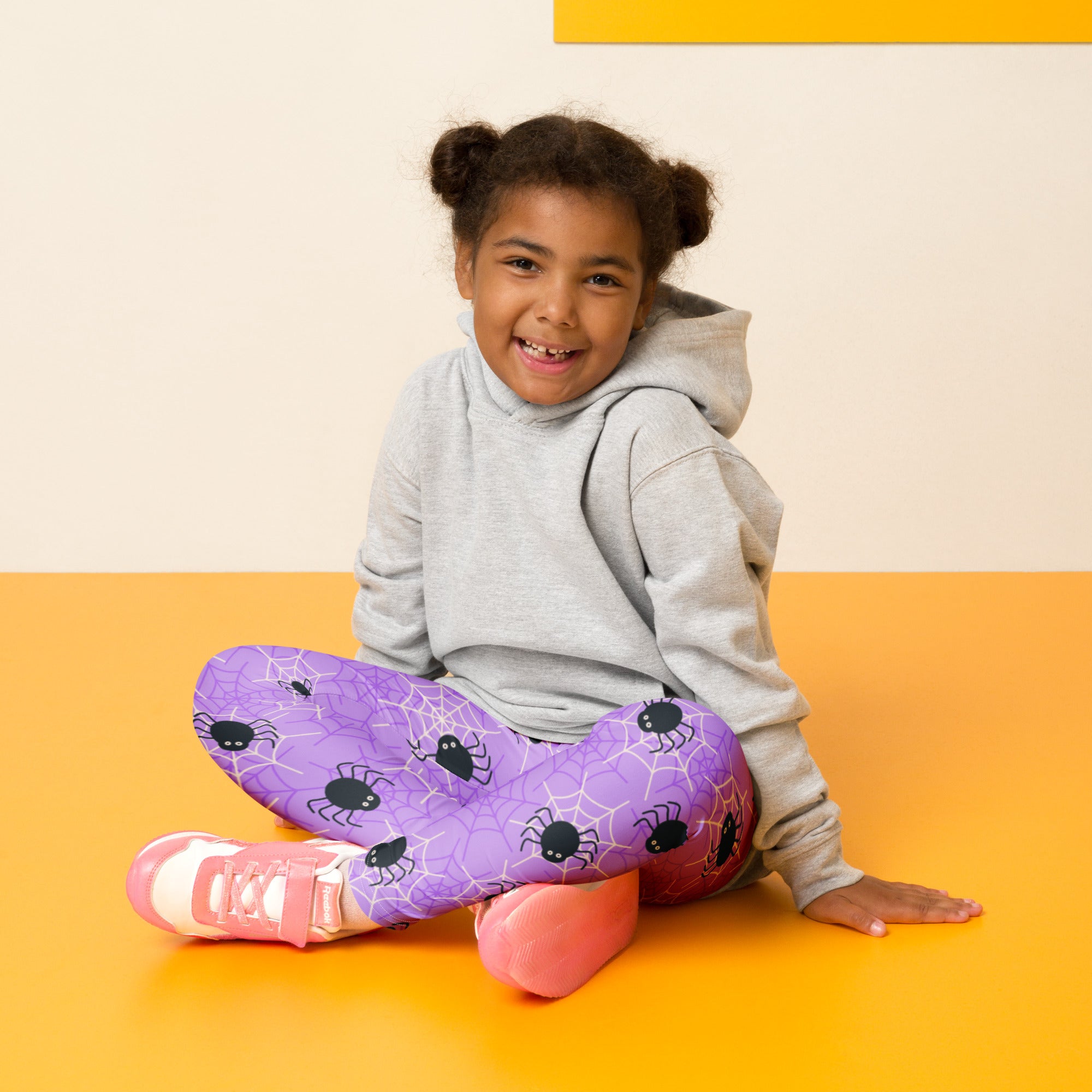 Girls Purple Spider Web Halloween Leggings - Warm, Buttery Soft & Stretchy