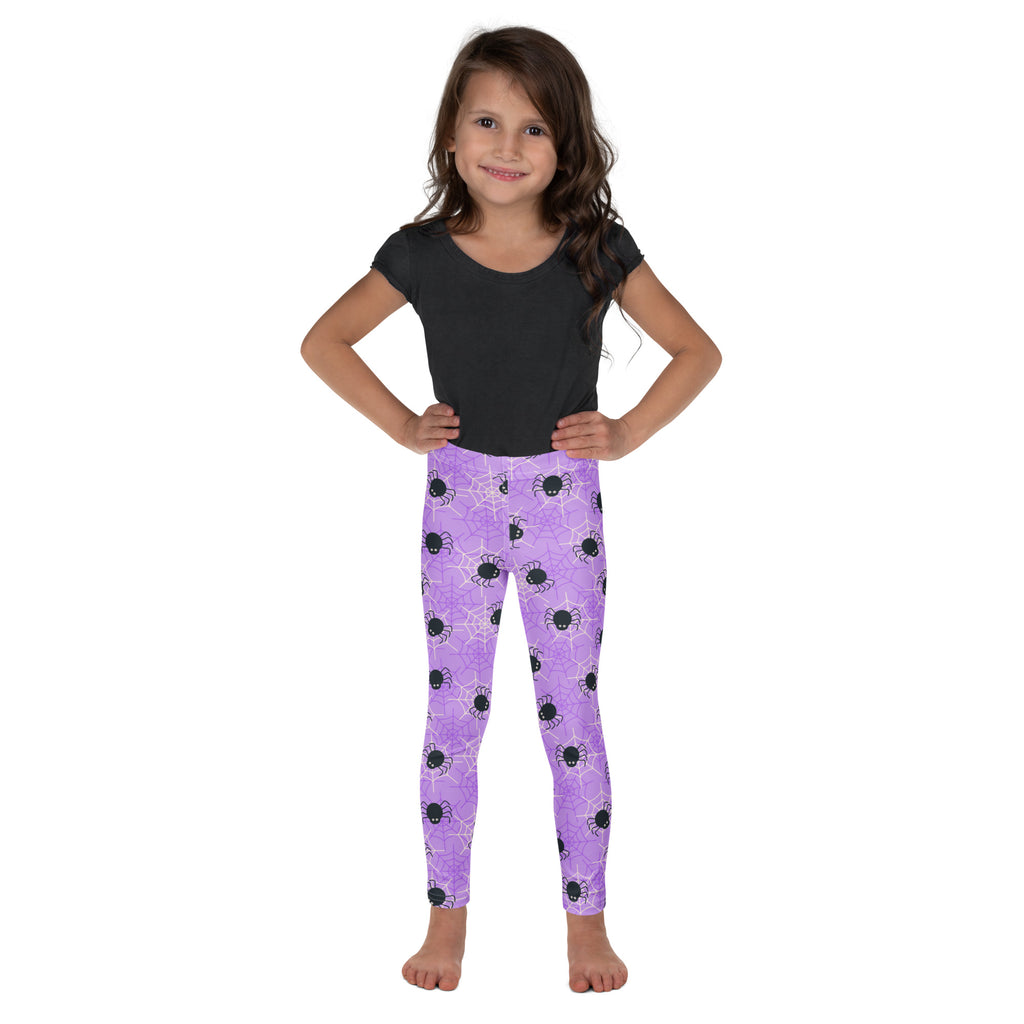 Girls Purple Spider Web Halloween Leggings - Warm, Buttery Soft & Stretchy