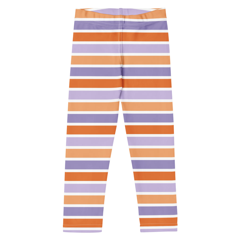 Girls Purple & Orange Striped Halloween Leggings - Warm, Buttery Soft & Stretchy