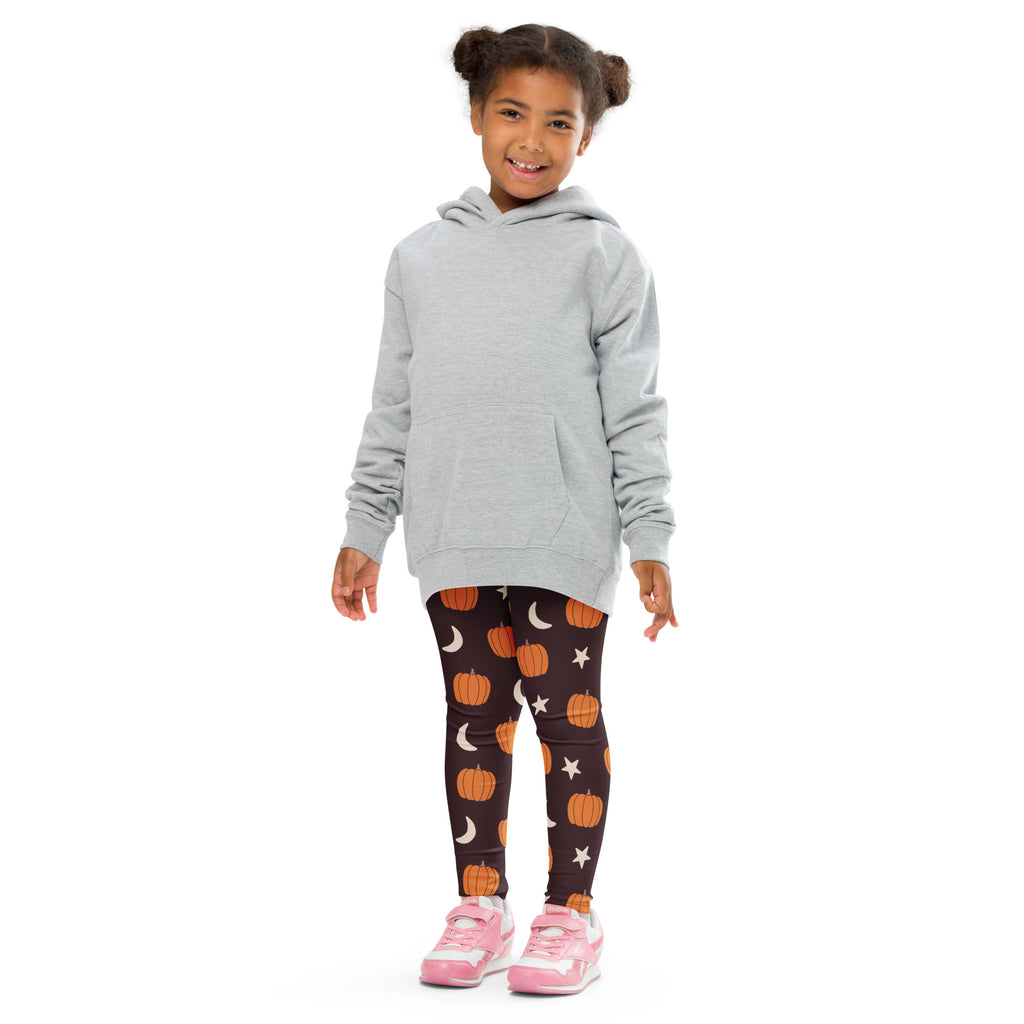 Girls Pumpkin Moon Leggings - Warm, Buttery Soft & Stretchy
