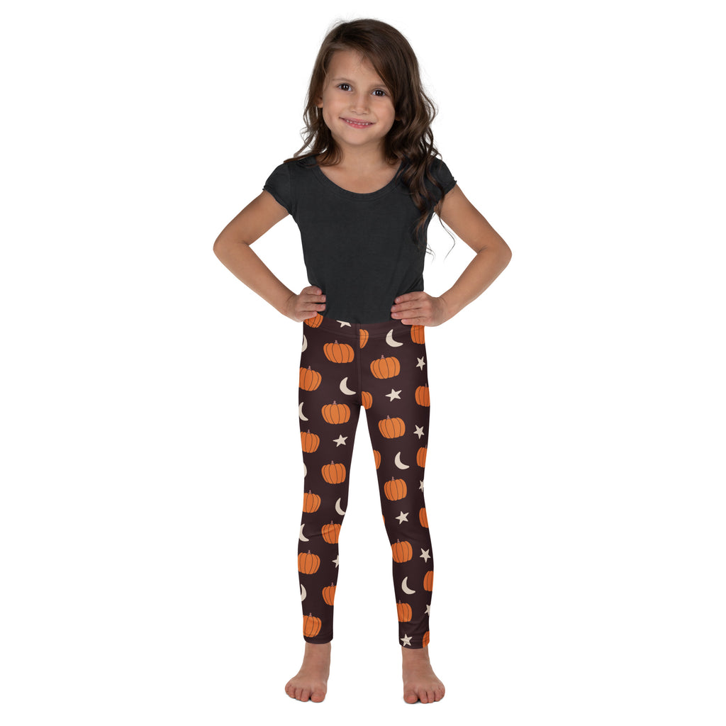 Girls Pumpkin Moon Leggings - Warm, Buttery Soft & Stretchy