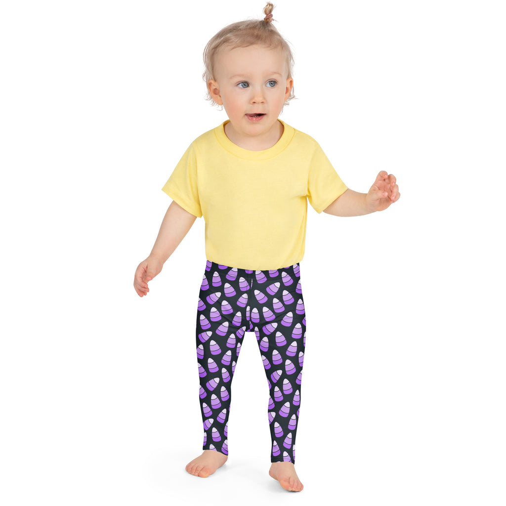 Girls Purple Candy Corn Halloween Leggings - Warm, Buttery Soft & Stretchy