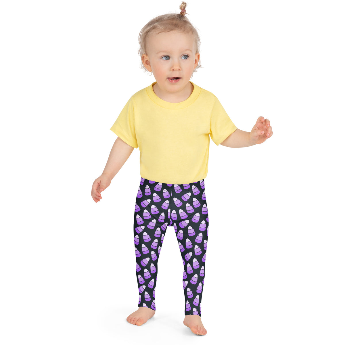 Girls Purple Candy Corn Halloween Leggings - Warm, Buttery Soft & Stretchy