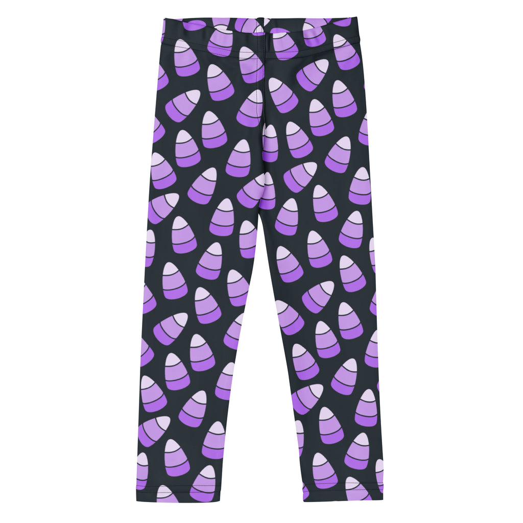 Girls Purple Candy Corn Halloween Leggings - Warm, Buttery Soft & Stretchy