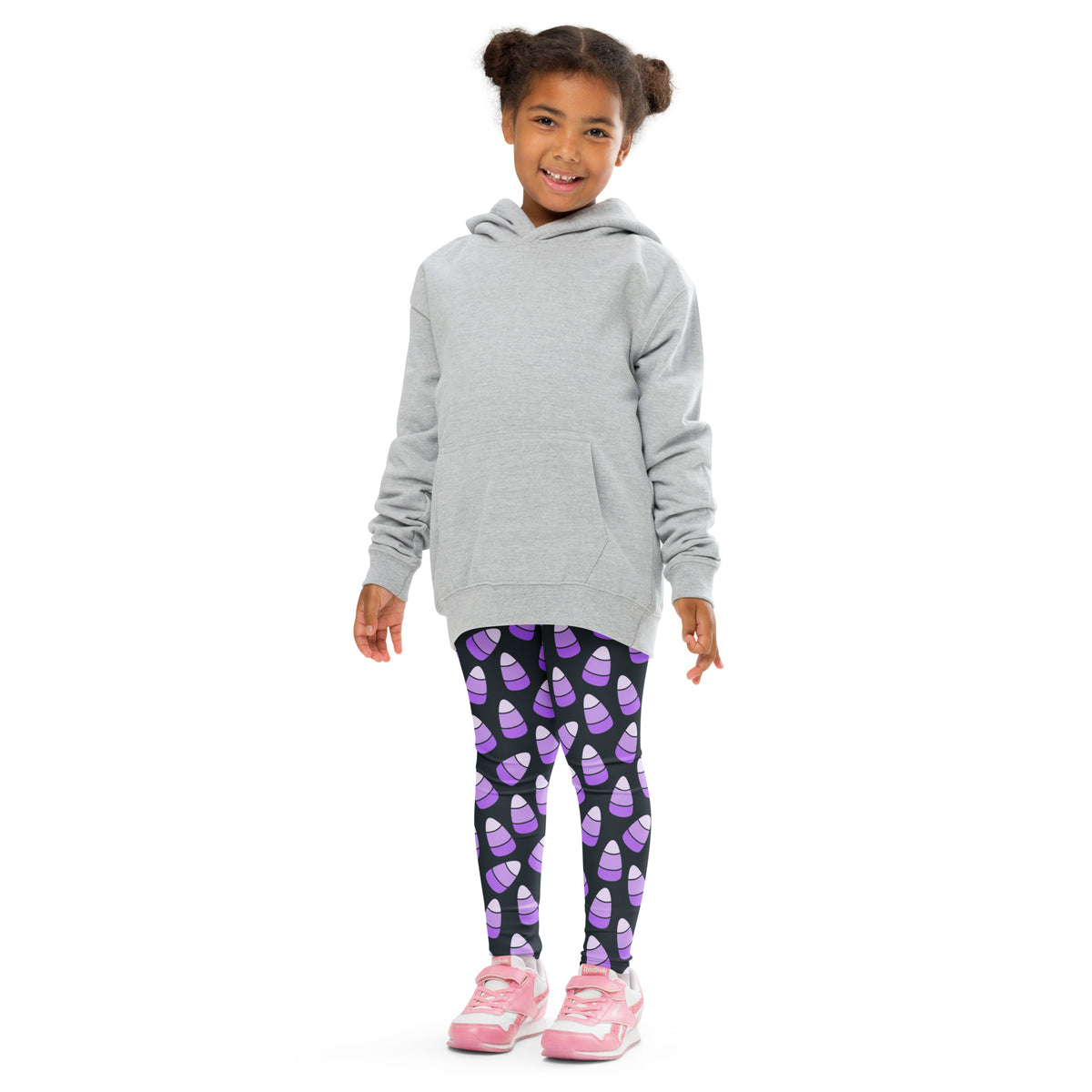Girls Purple Candy Corn Halloween Leggings - Warm, Buttery Soft & Stretchy