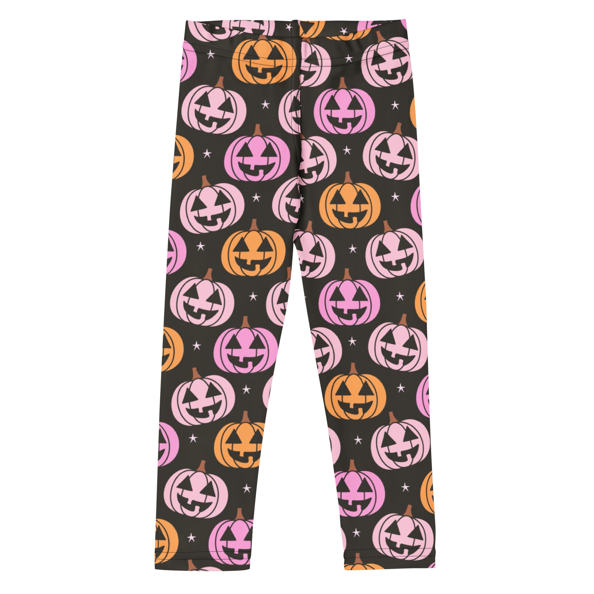 Girls Pink Jack O Lantern Pumpkin Patch Leggings - Warm, Buttery Soft & Stretchy