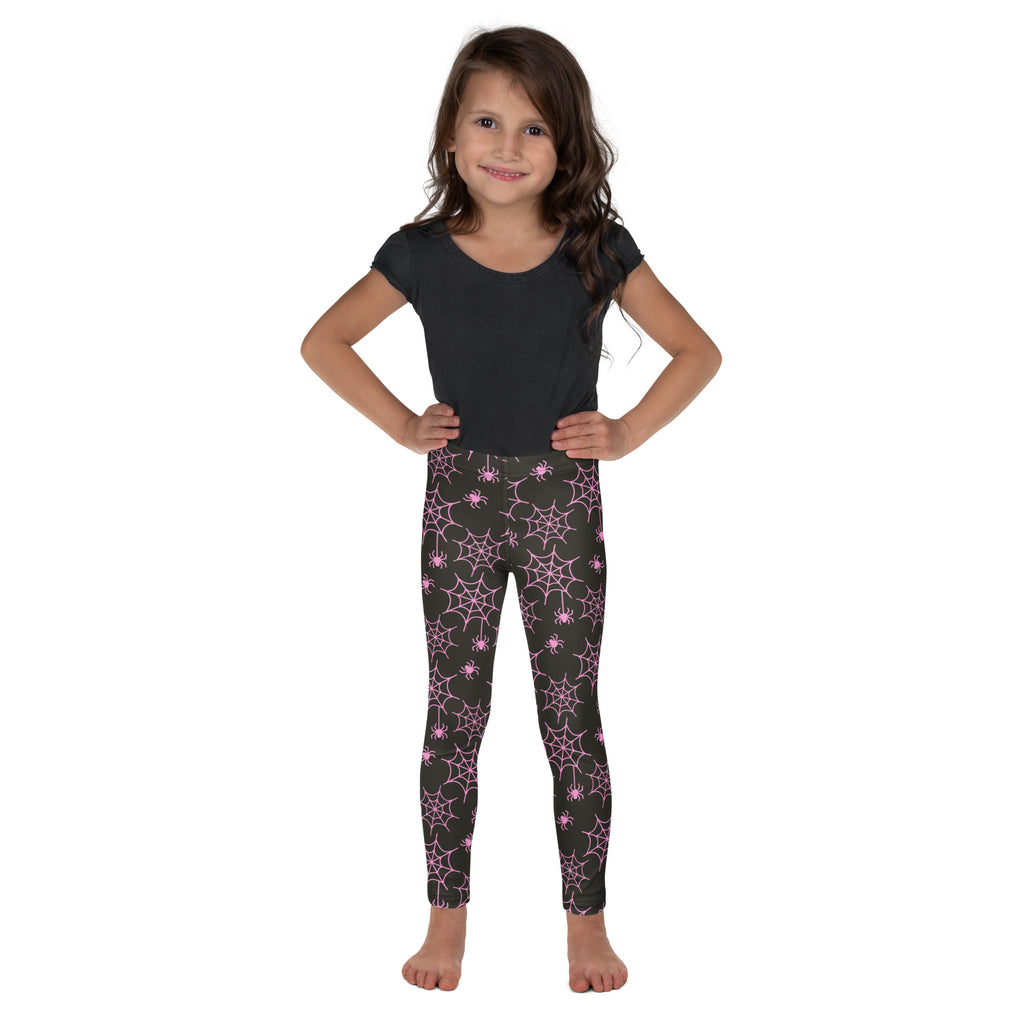 Girls Pink Spider Web Leggings - Warm, Buttery Soft & Stretchy