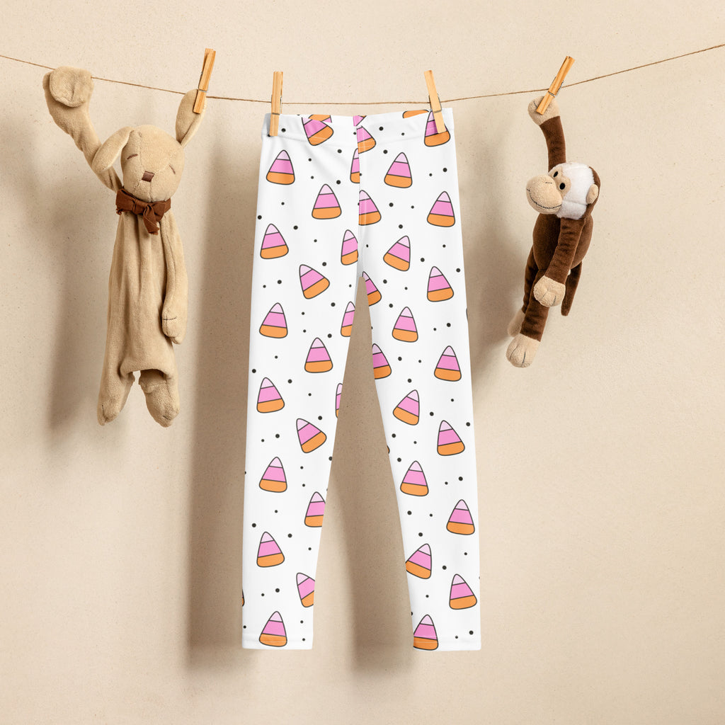 Girls Pink Candy Corn Leggings - Warm, Buttery Soft & Stretchy