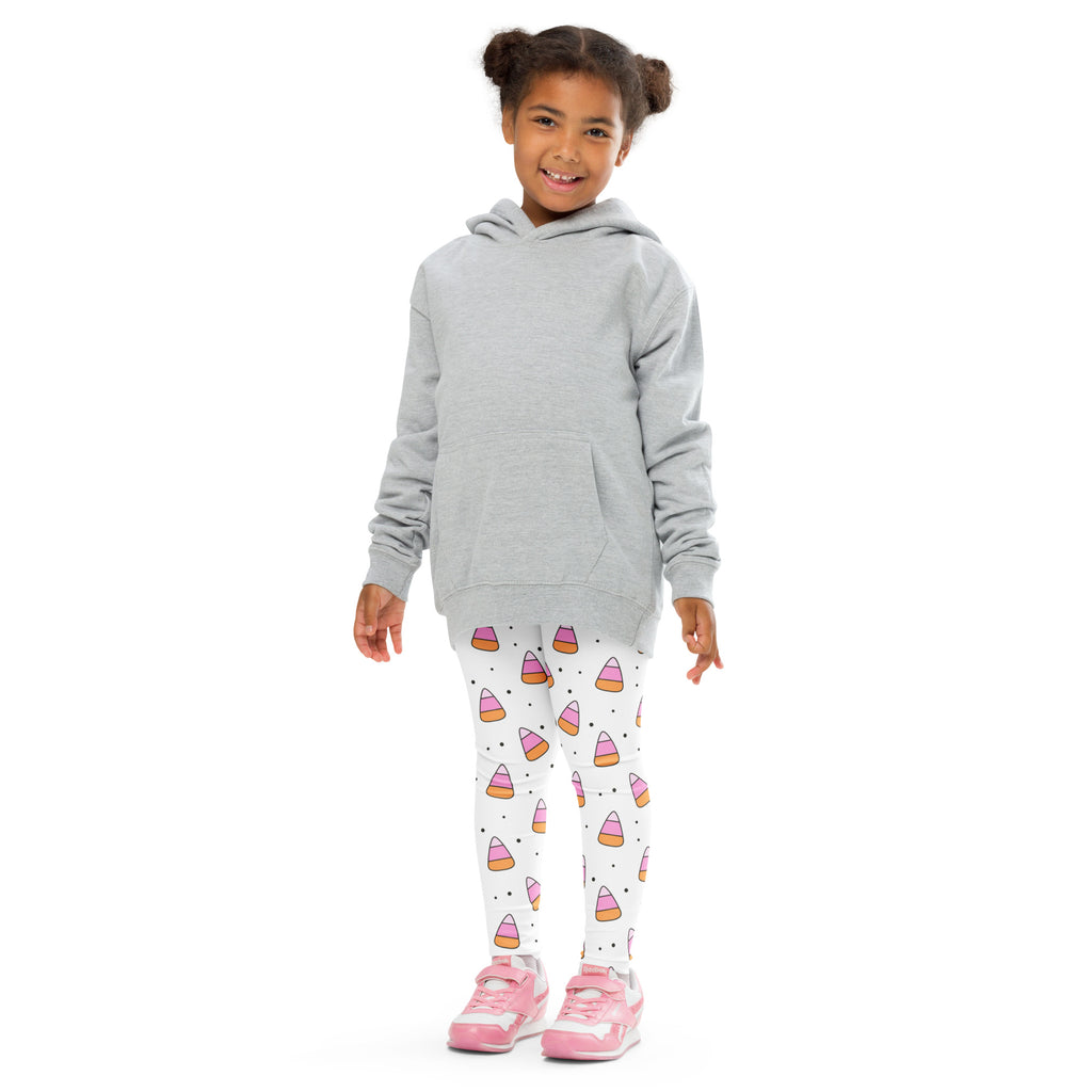 Girls Pink Candy Corn Leggings - Warm, Buttery Soft & Stretchy