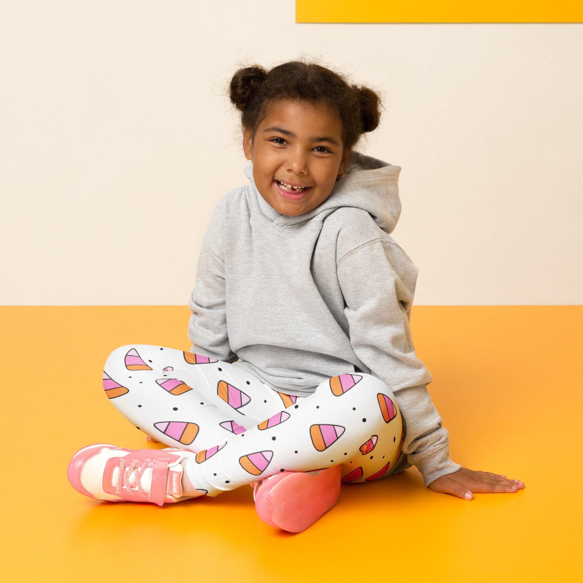 Girls Pink Candy Corn Leggings - Warm, Buttery Soft & Stretchy