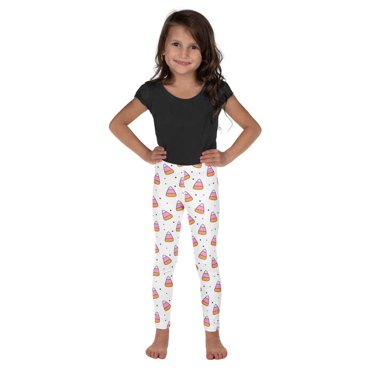 Girls Pink Candy Corn Leggings - Warm, Buttery Soft & Stretchy