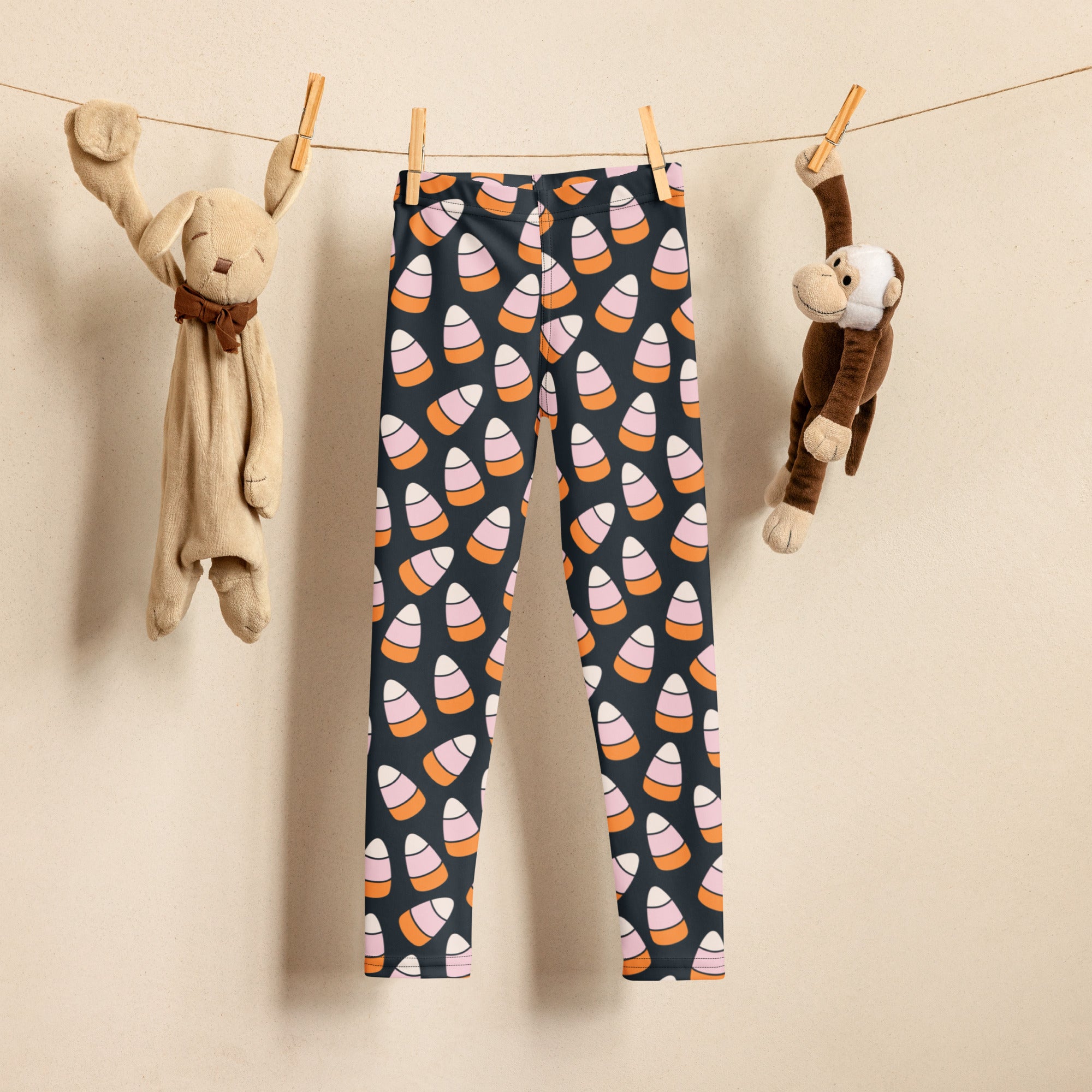Girls Pink & Orange Candy Corn Leggings - Warm, Buttery Soft & Stretchy