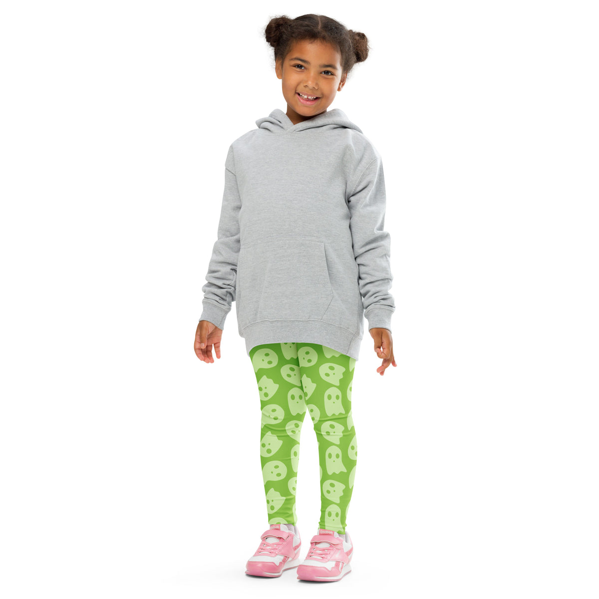 Girls Green Ghost Halloween Leggings - Warm, Buttery Soft & Stretchy