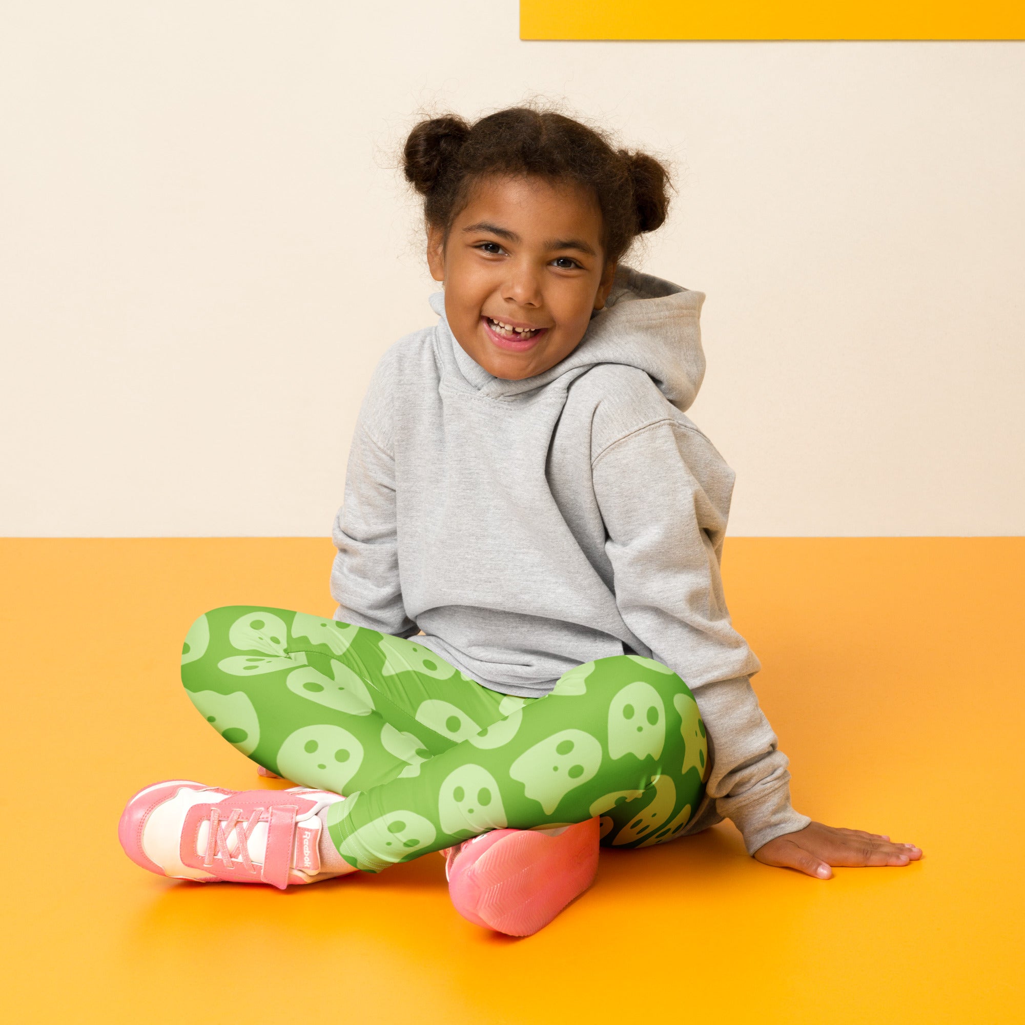 Girls Green Ghost Halloween Leggings - Warm, Buttery Soft & Stretchy