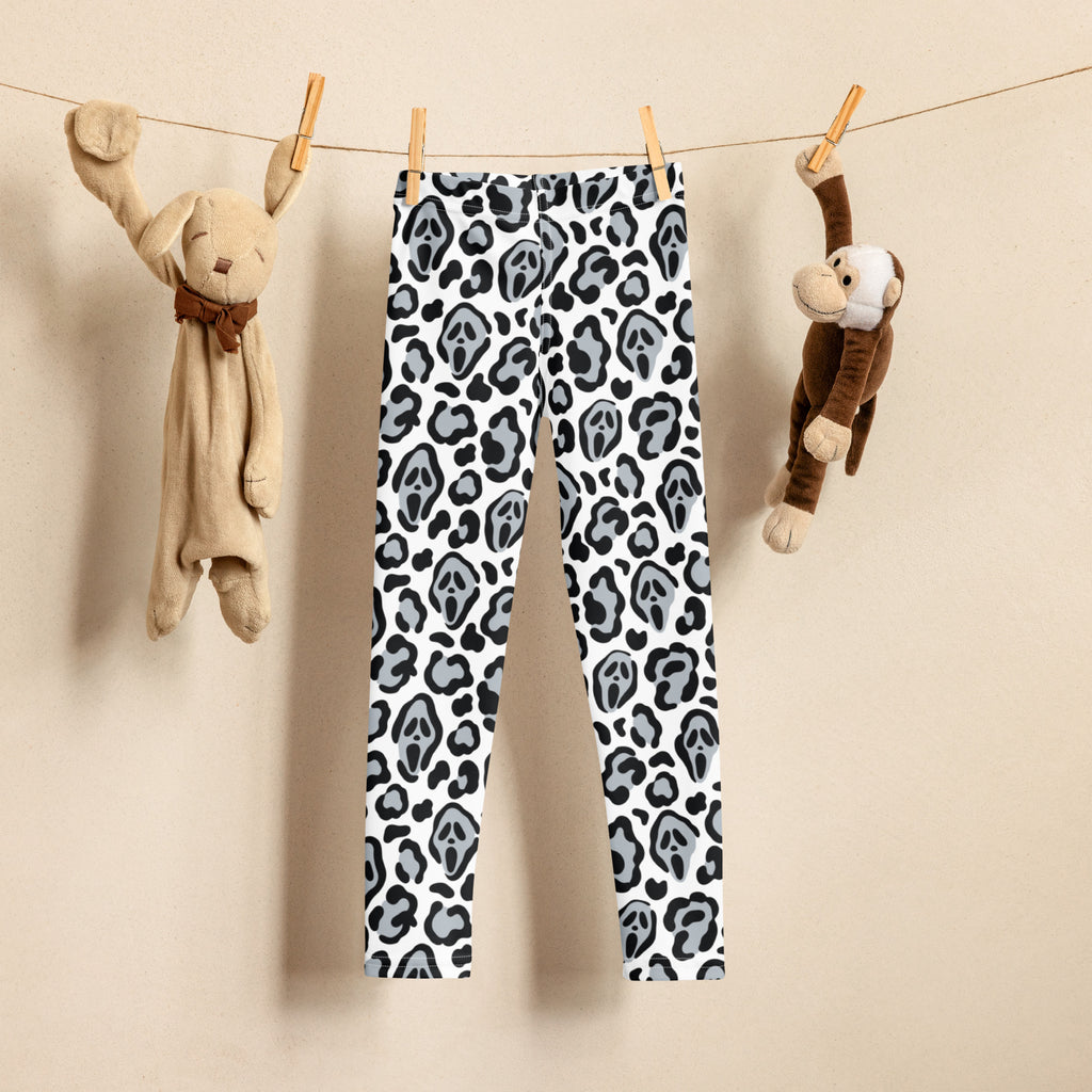 Girls Ghost Face Leopard Leggings - Warm, Buttery Soft & Stretchy