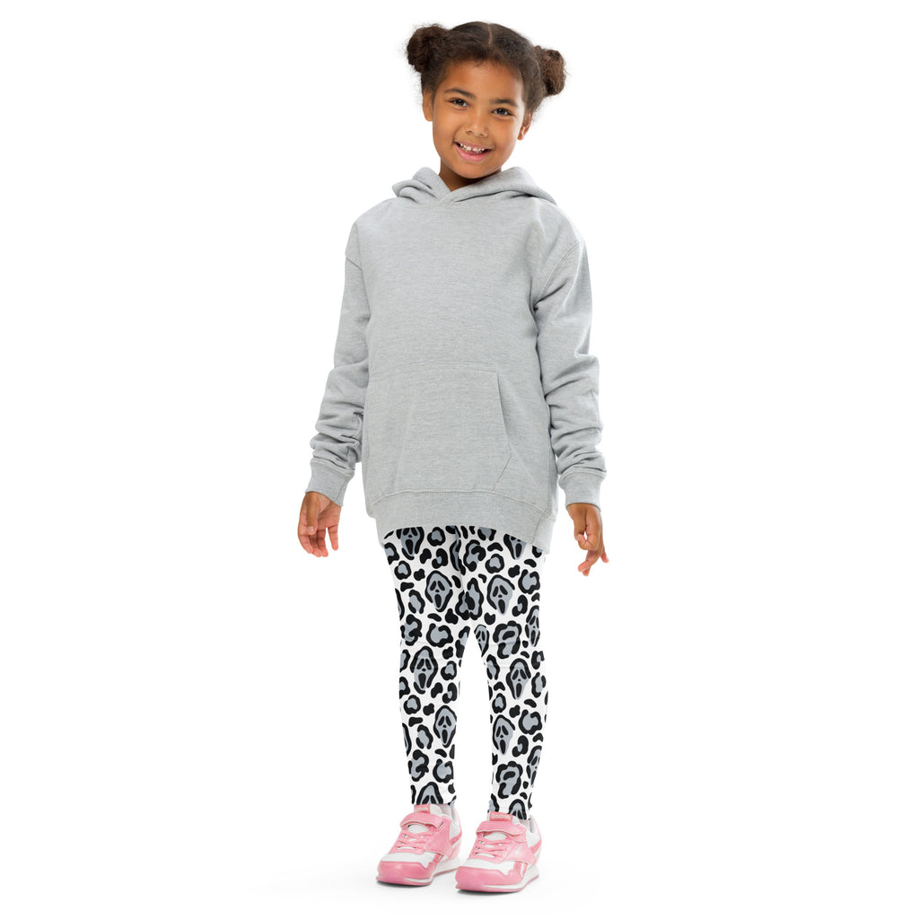 Girls Ghost Face Leopard Leggings - Warm, Buttery Soft & Stretchy
