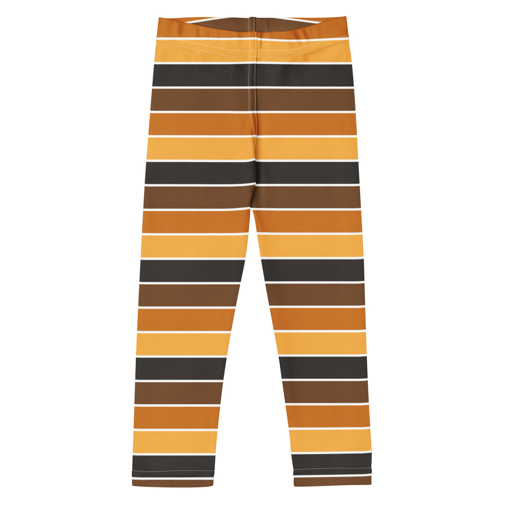 Girls Orange & Brown Striped Autumn Leggings - Warm, Buttery Soft & Stretchy