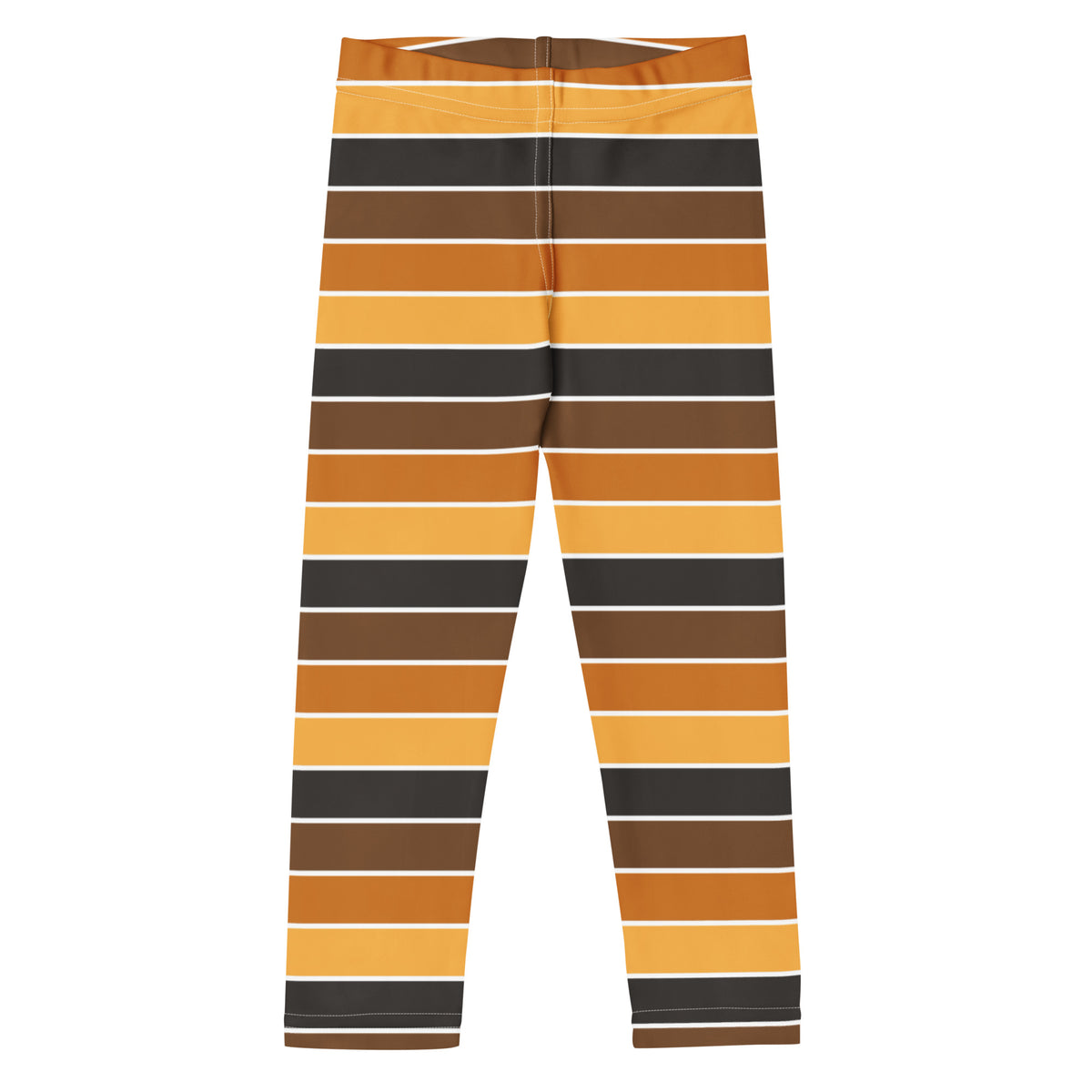 Girls Orange & Brown Striped Autumn Leggings - Warm, Buttery Soft & Stretchy