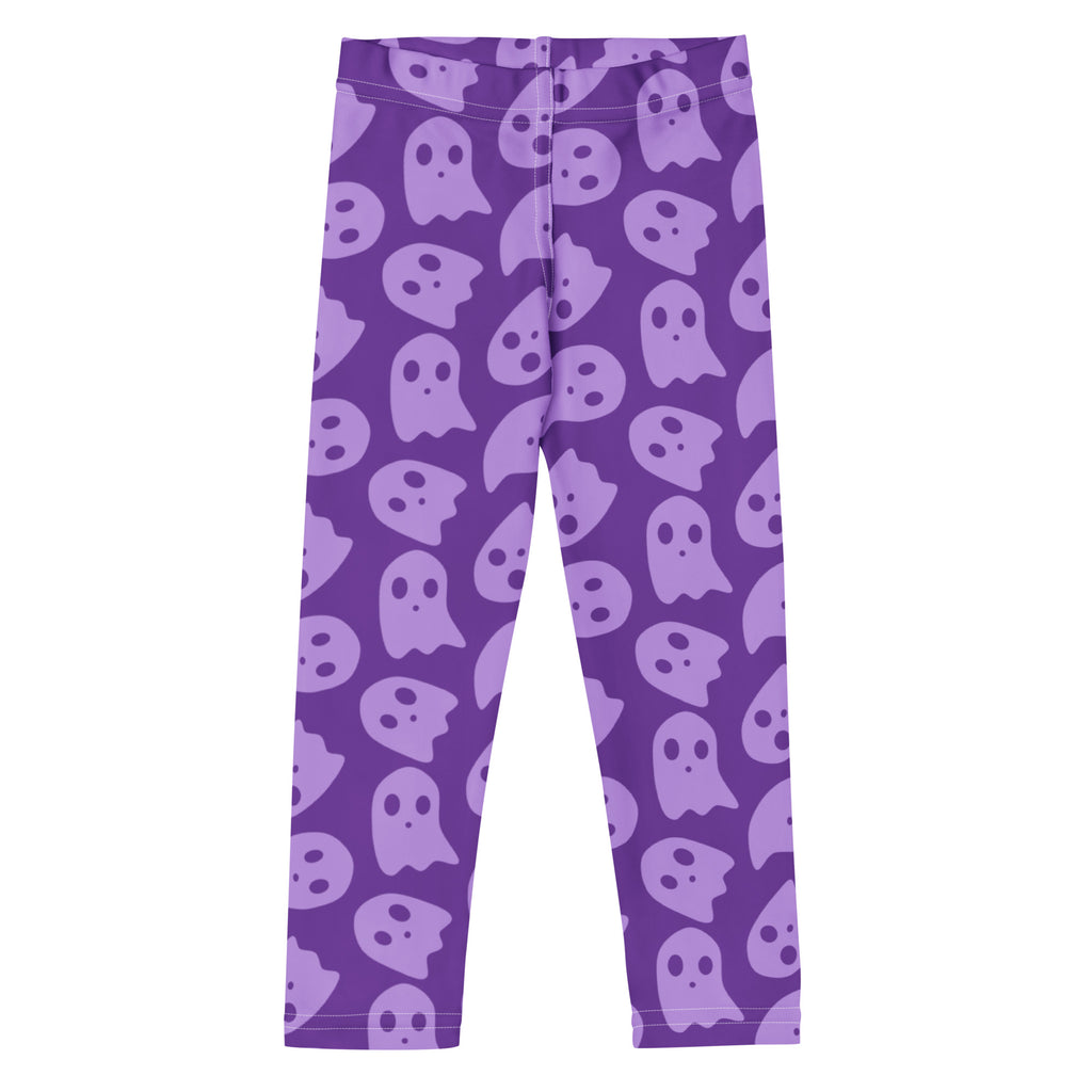 Girls Purple Ghost Halloween Leggings - Warm, Buttery Soft & Stretchy