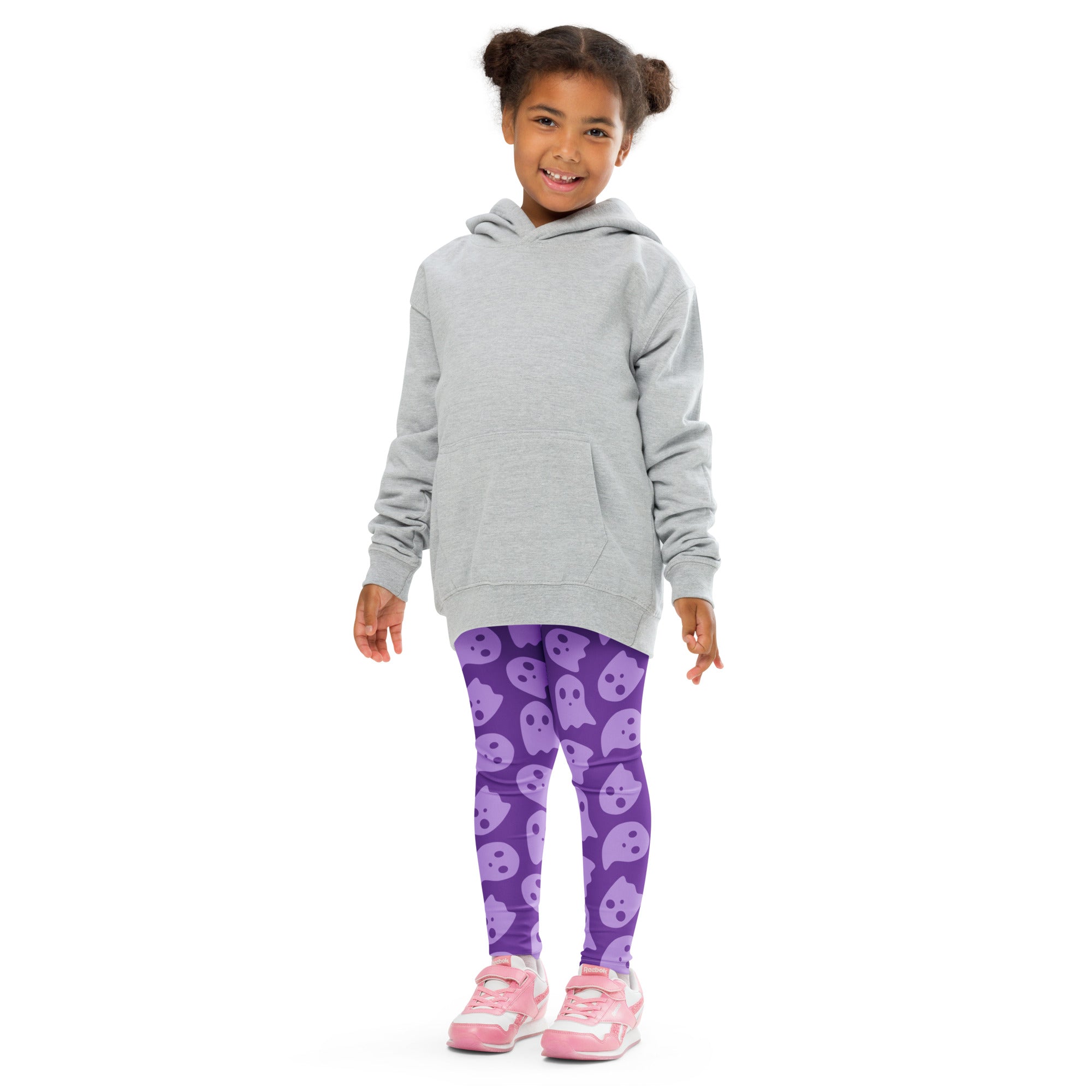 Girls Purple Ghost Halloween Leggings - Warm, Buttery Soft & Stretchy