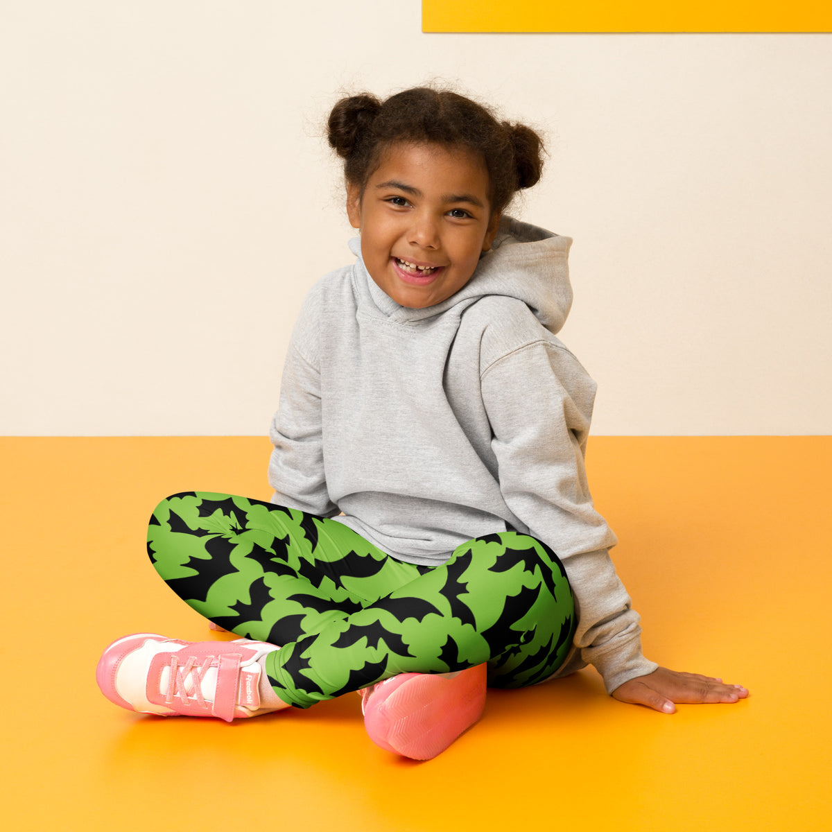 Girls Green Bat Leggings - Warm, Buttery Soft & Stretchy
