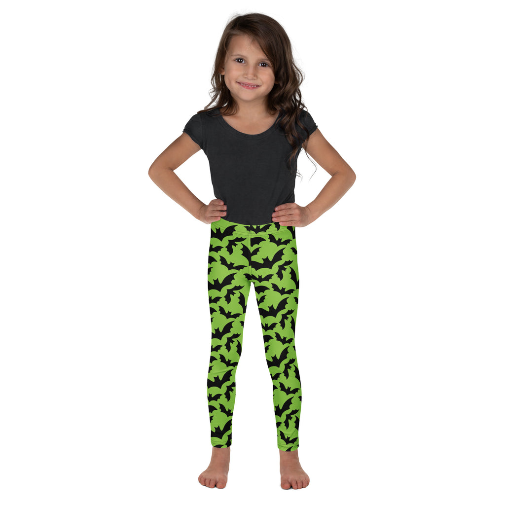 Girls Green Bat Leggings - Warm, Buttery Soft & Stretchy