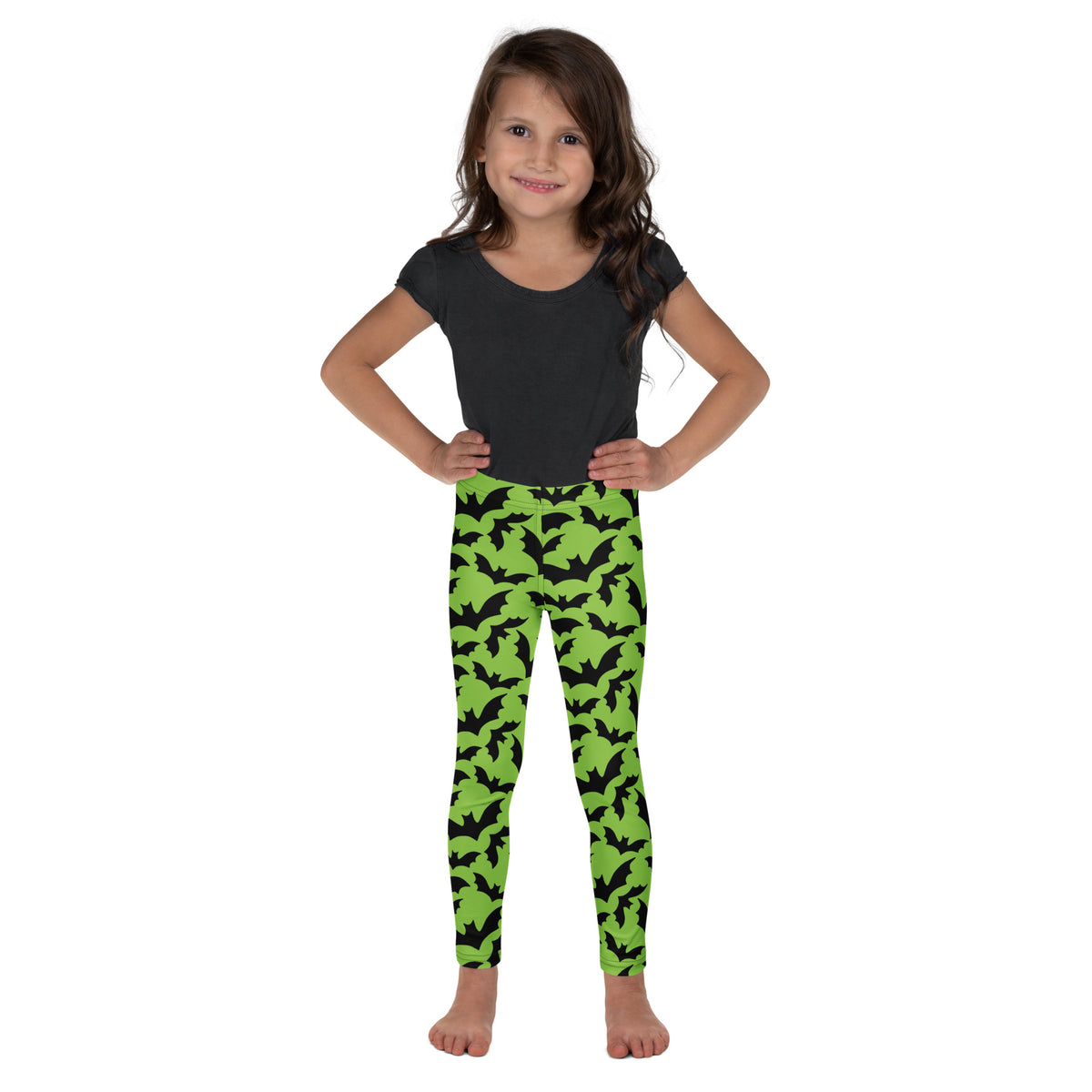 Girls Green Bat Leggings - Warm, Buttery Soft & Stretchy