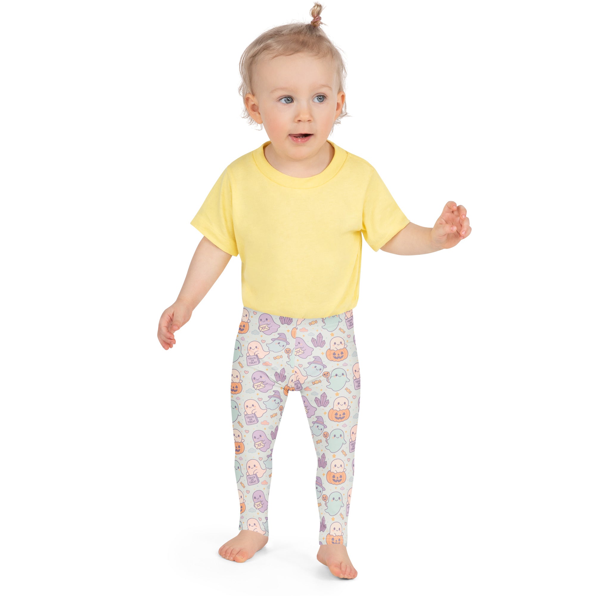 Girls Cute Ghost Halloween Leggings - Warm, Buttery Soft & Stretchy