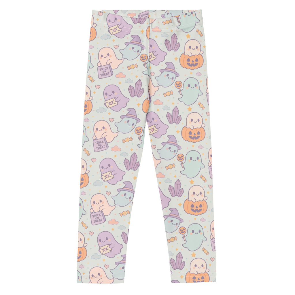 Girls Cute Ghost Halloween Leggings - Warm, Buttery Soft & Stretchy
