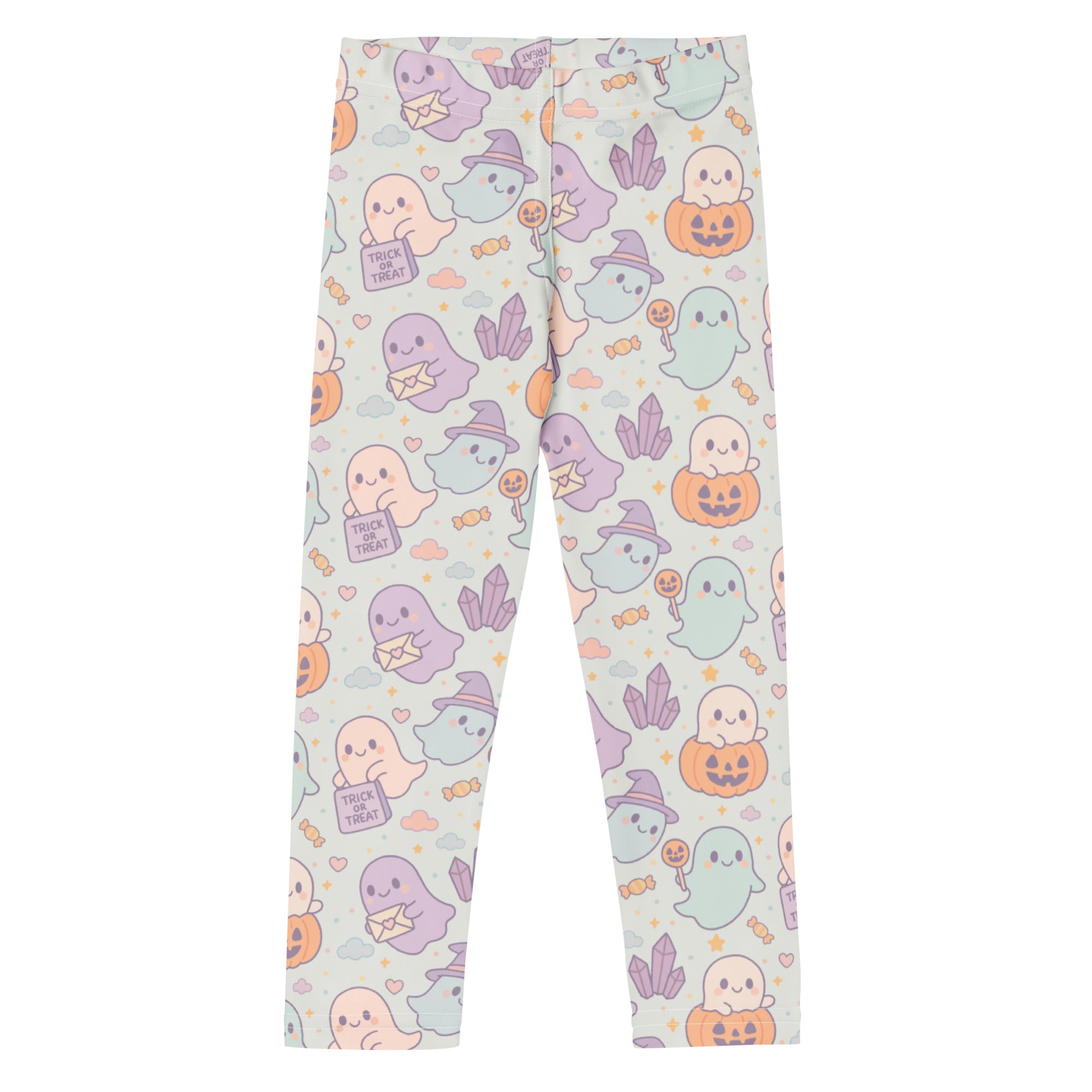 Girls Cute Ghost Halloween Leggings - Warm, Buttery Soft & Stretchy