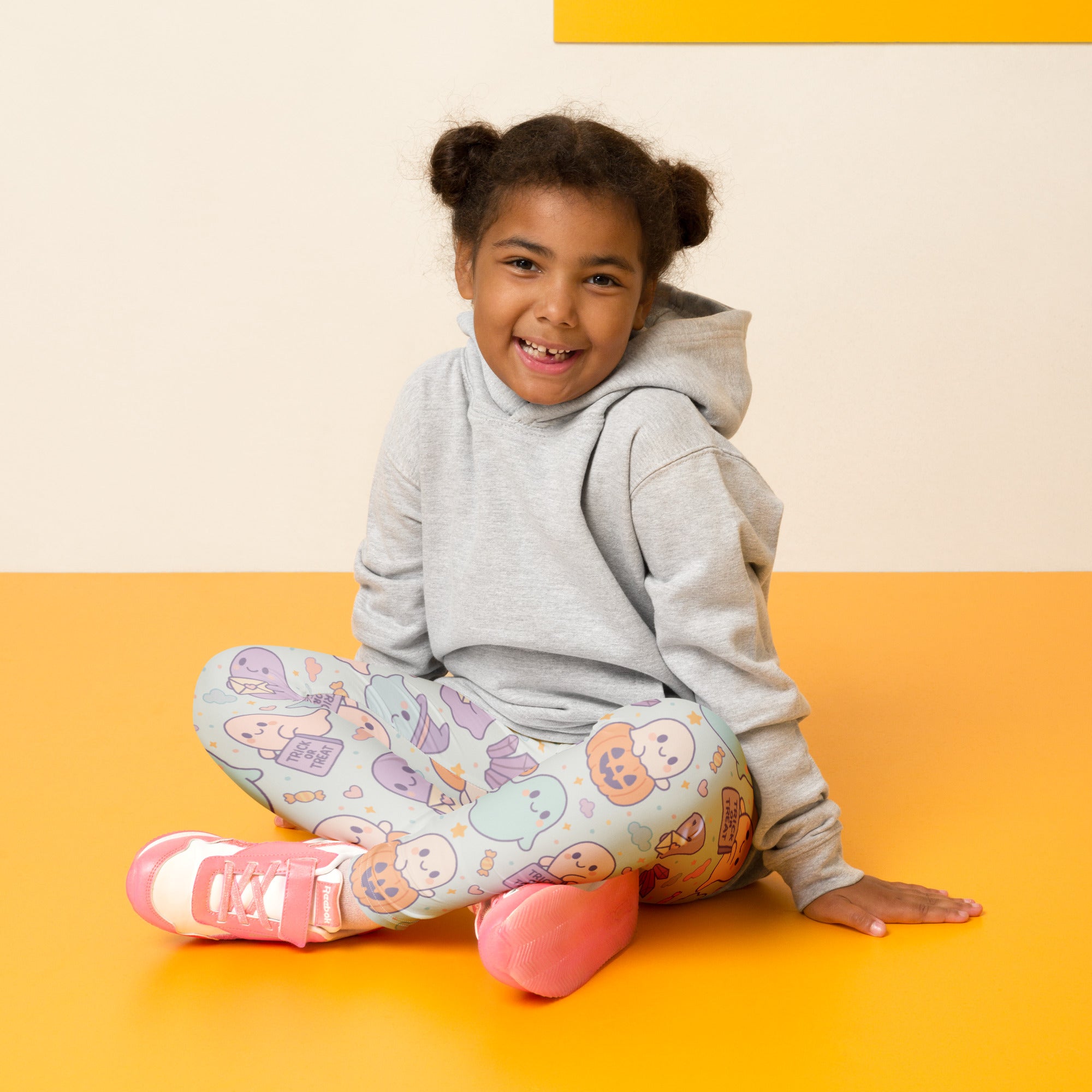 Girls Cute Ghost Halloween Leggings - Warm, Buttery Soft & Stretchy