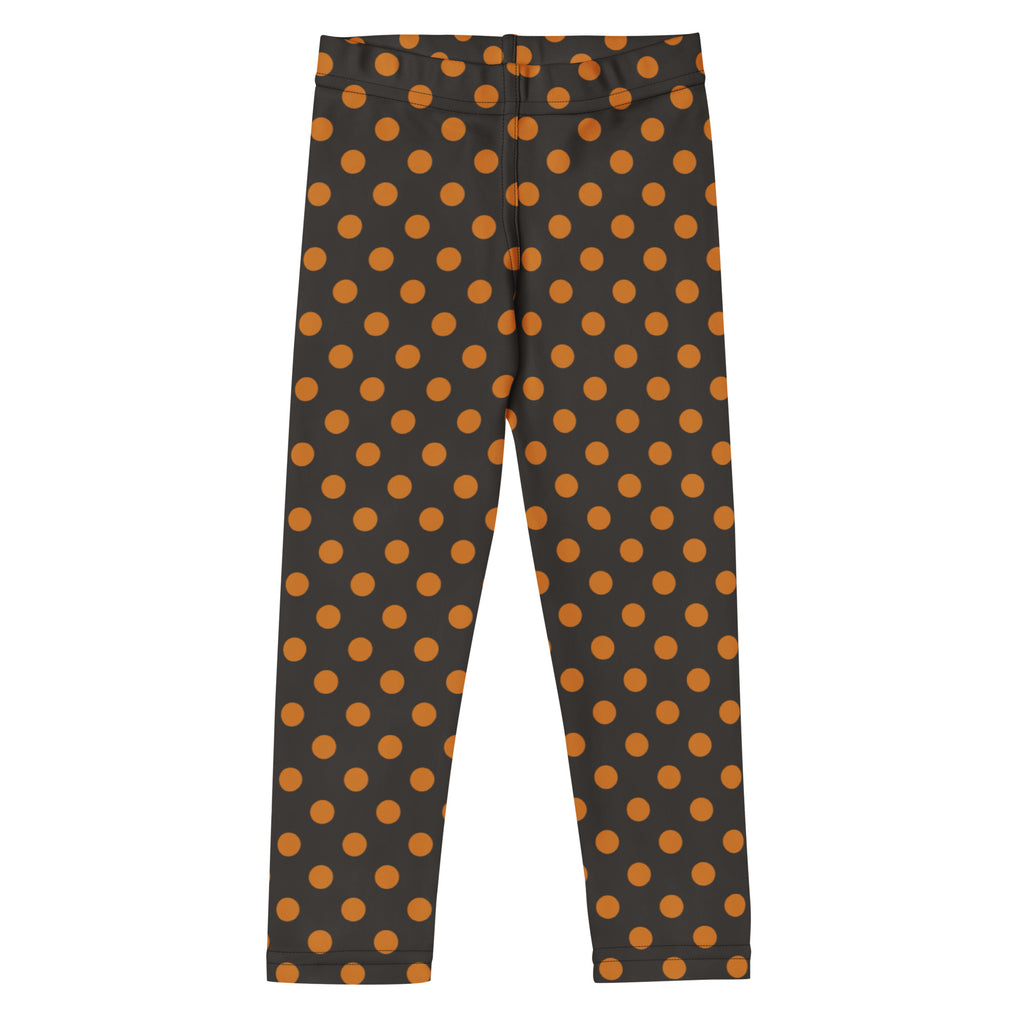 Girls Orange & Brown Halloween Polka Dot Leggings - Warm, Buttery Soft & Stretchy