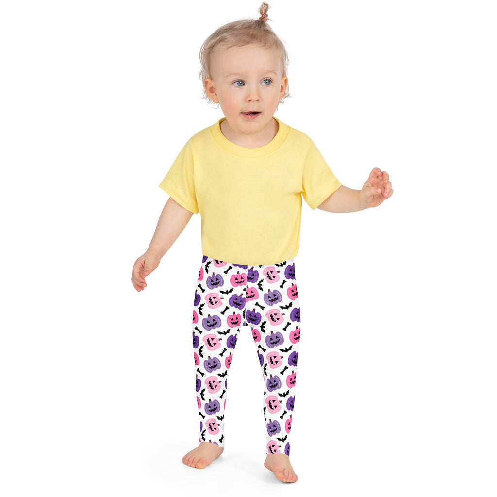 Girls Pink & Purple Pumpkin Leggings - Warm, Buttery Soft & Stretchy