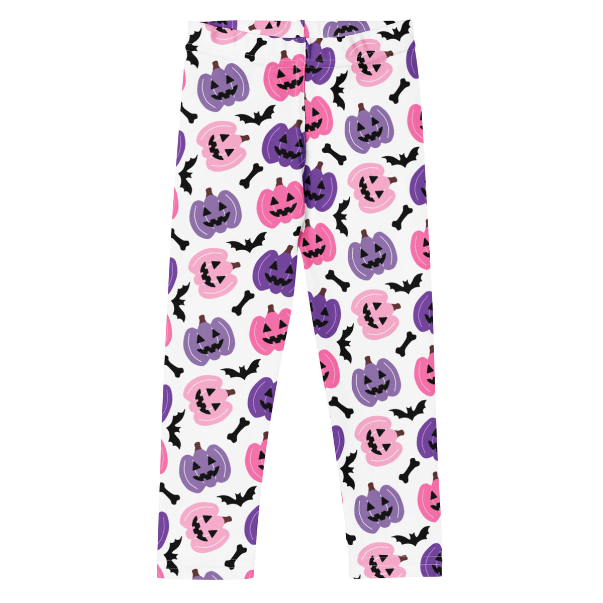 Girls Pink & Purple Pumpkin Leggings - Warm, Buttery Soft & Stretchy