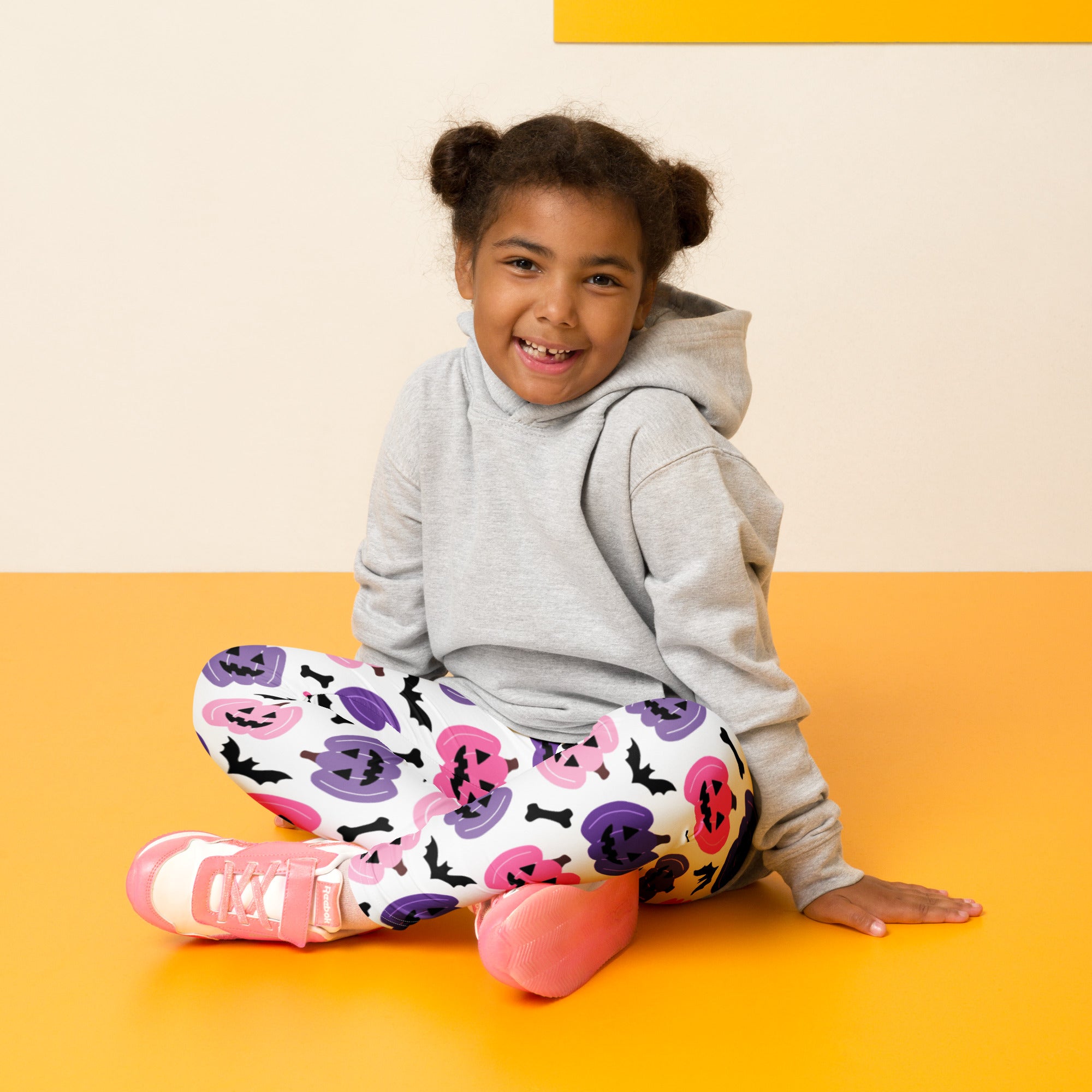 Girls Pink & Purple Pumpkin Leggings - Warm, Buttery Soft & Stretchy